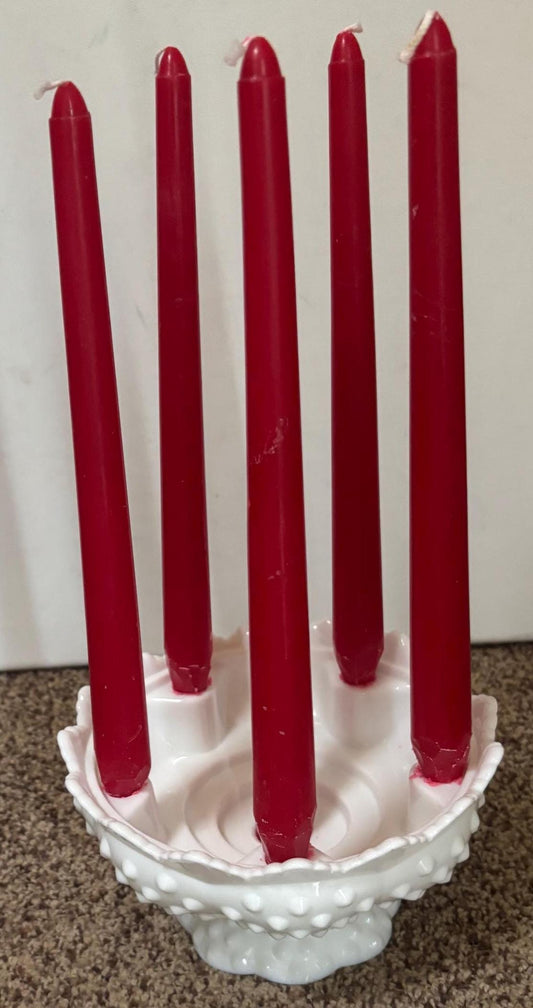 Vintage Fenton Hobnail White Multi Candle Holder with Pedestal Holds up to 6 Candlesticks Lover Antiques and Vintage
