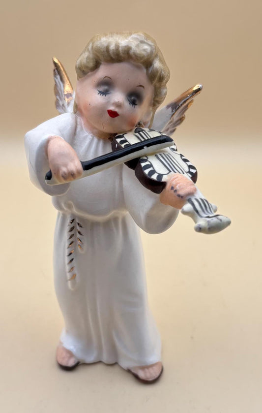 Vintage Napco Angel with Violin Figurine Fine China Angel No. C282WB Lover Antiques and Vintage