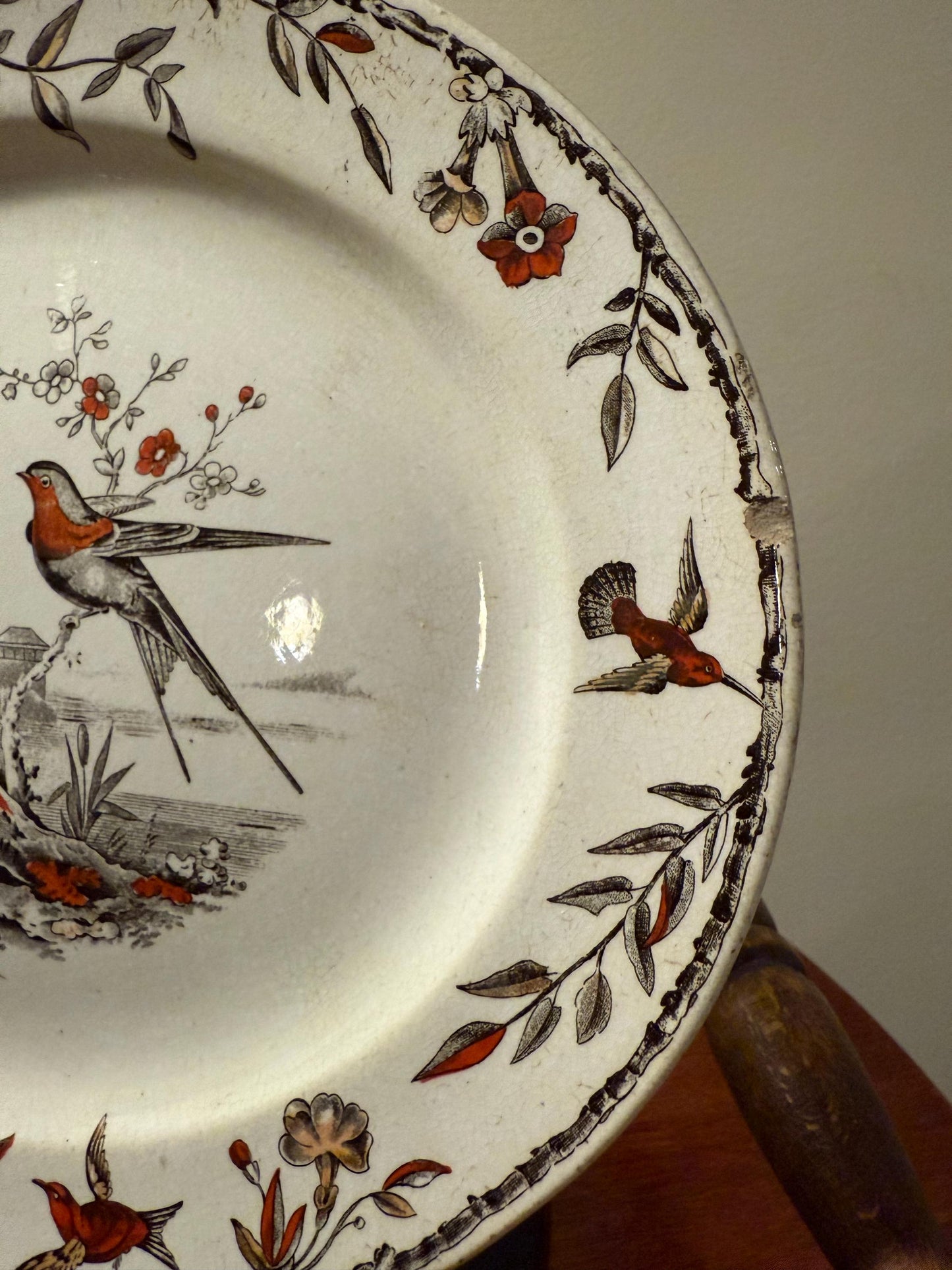 Antique Ridgeway Pottery INDUS Hand Painted Platter Flowers Large Plate RARE Lover Antiques and Vintage