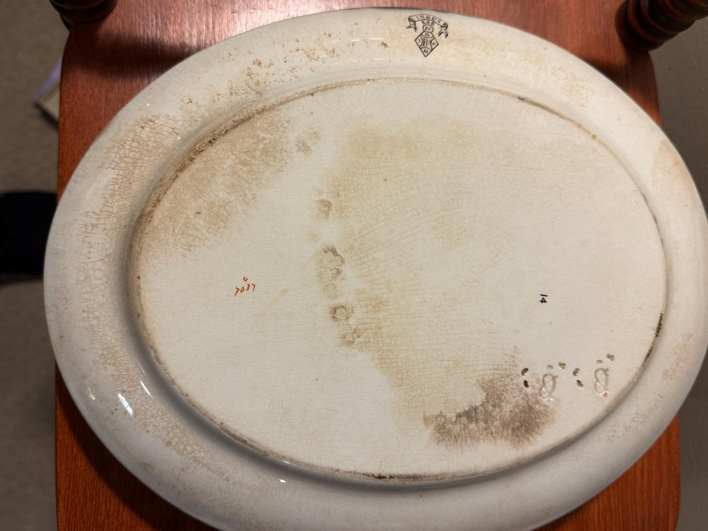 Antique Ridgeway Pottery INDUS Hand Painted Platter Flowers Large Plate RARE Lover Antiques and Vintage
