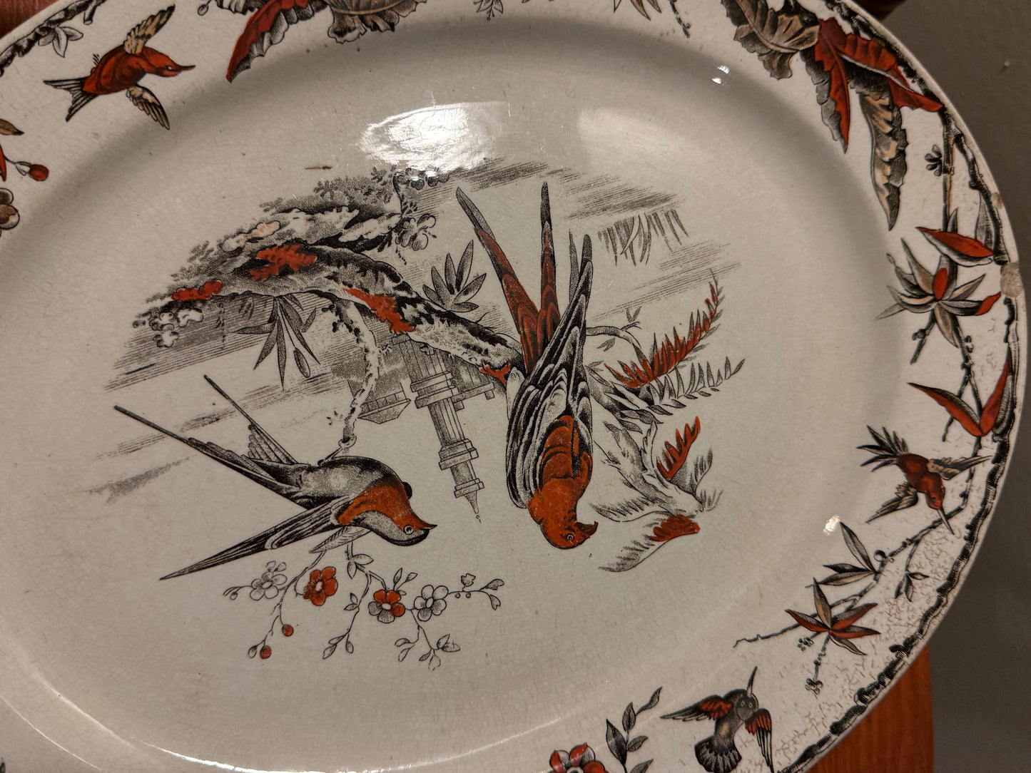 Antique Ridgeway Pottery INDUS Hand Painted Platter Flowers Large Plate RARE Lover Antiques and Vintage