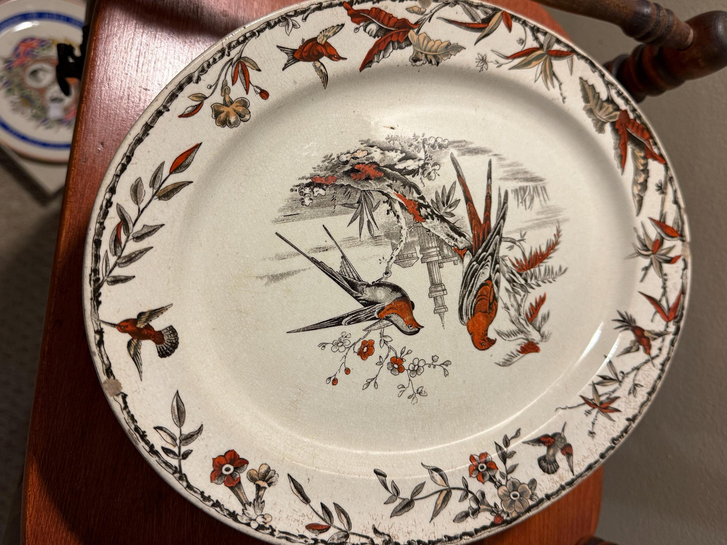 Antique Ridgeway Pottery INDUS Hand Painted Platter Flowers Large Plate RARE Lover Antiques and Vintage