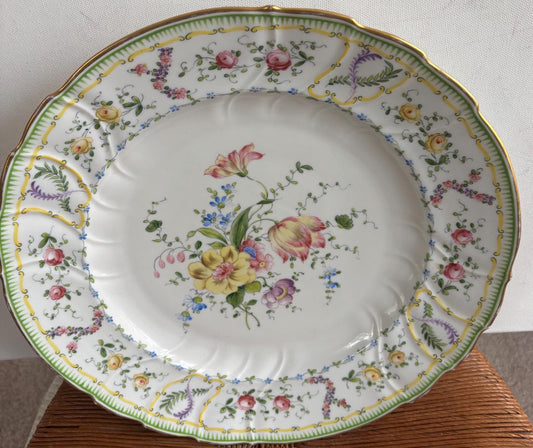 Antique SAXE Bohemian Hand Painted Platter Flowers Large Plate RARE Lover Antiques and Vintage
