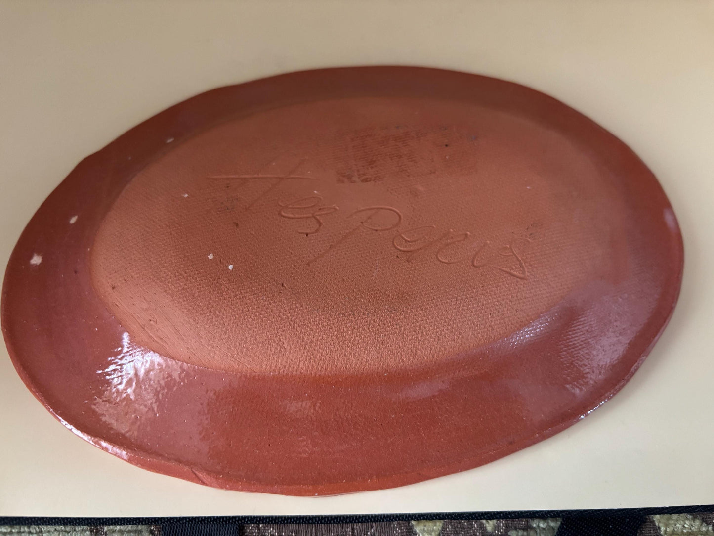 Antique Hesperus Terracotta Pottery Bowl Hand Painted Plate Lover Antiques and Vintage