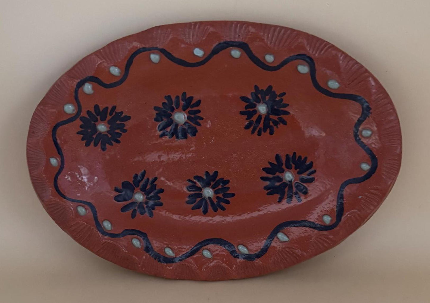 Antique Hesperus Terracotta Pottery Bowl Hand Painted Plate Lover Antiques and Vintage