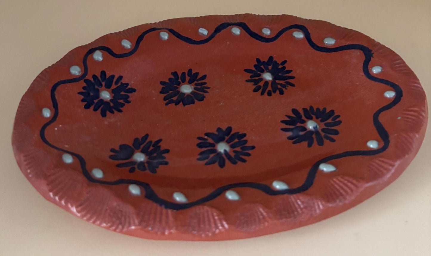 Antique Hesperus Terracotta Pottery Bowl Hand Painted Plate Lover Antiques and Vintage