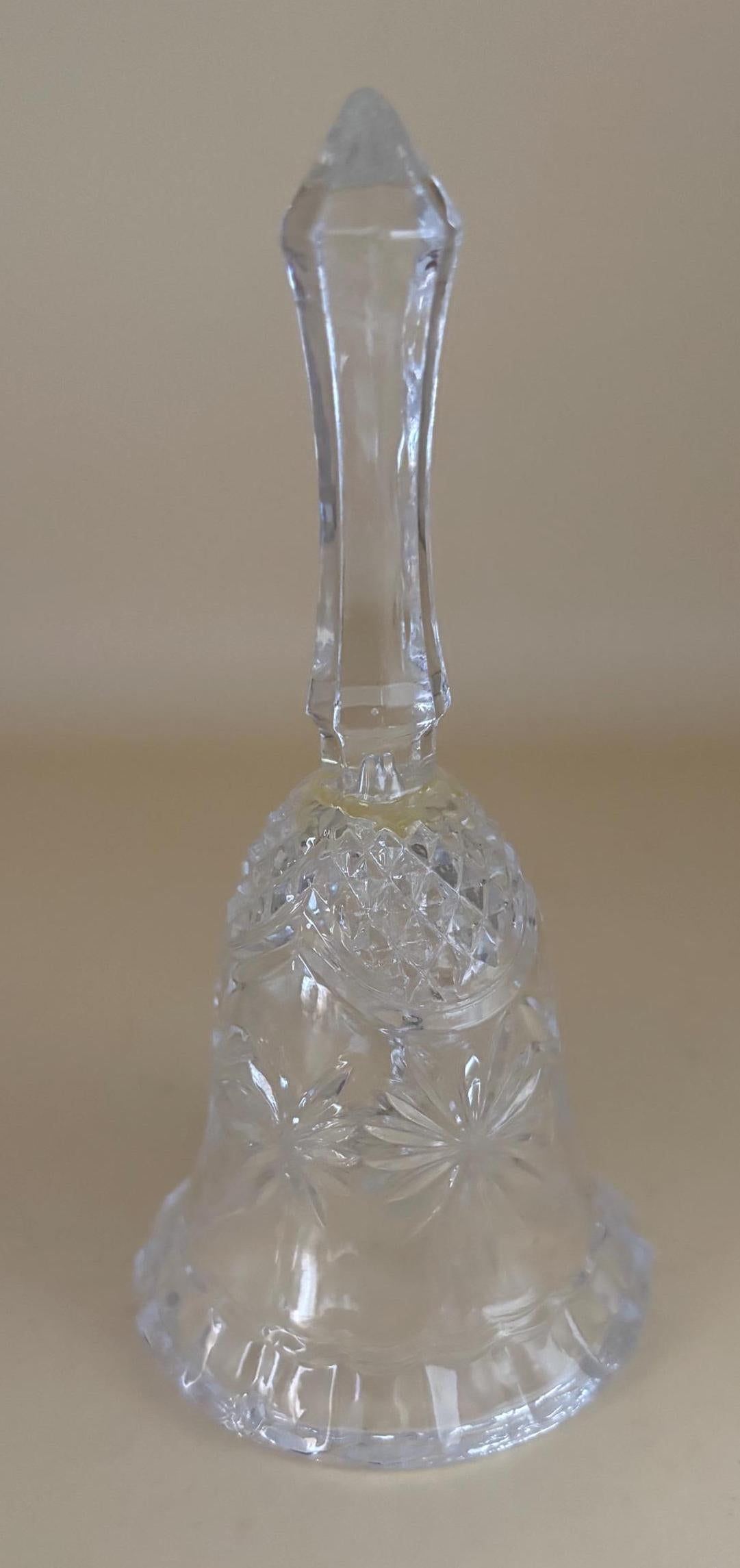 Vintage Crystal Cut Glass Bell Star of David Starburst Heavy Glass Bell Lover Antiques and Vintage