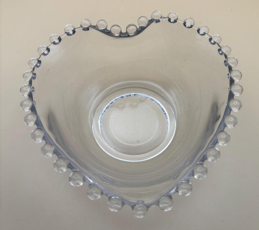 Antique Imperial Glass Heart Beaded Candlewick Glass Bowl Lover Antiques and Vintage
