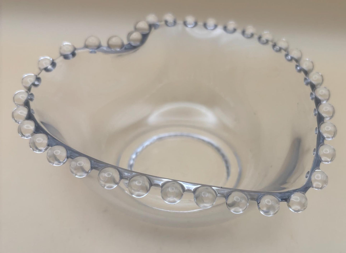 Antique Imperial Glass Heart Beaded Candlewick Glass Bowl Lover Antiques and Vintage