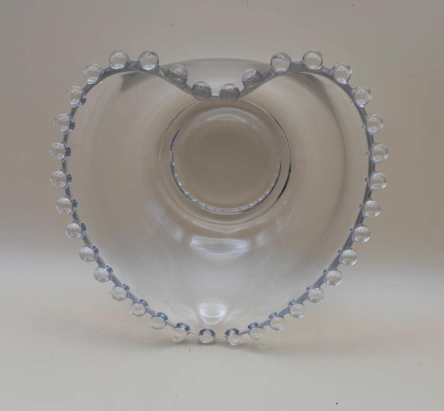 Antique Imperial Glass Heart Beaded Candlewick Glass Bowl Lover Antiques and Vintage