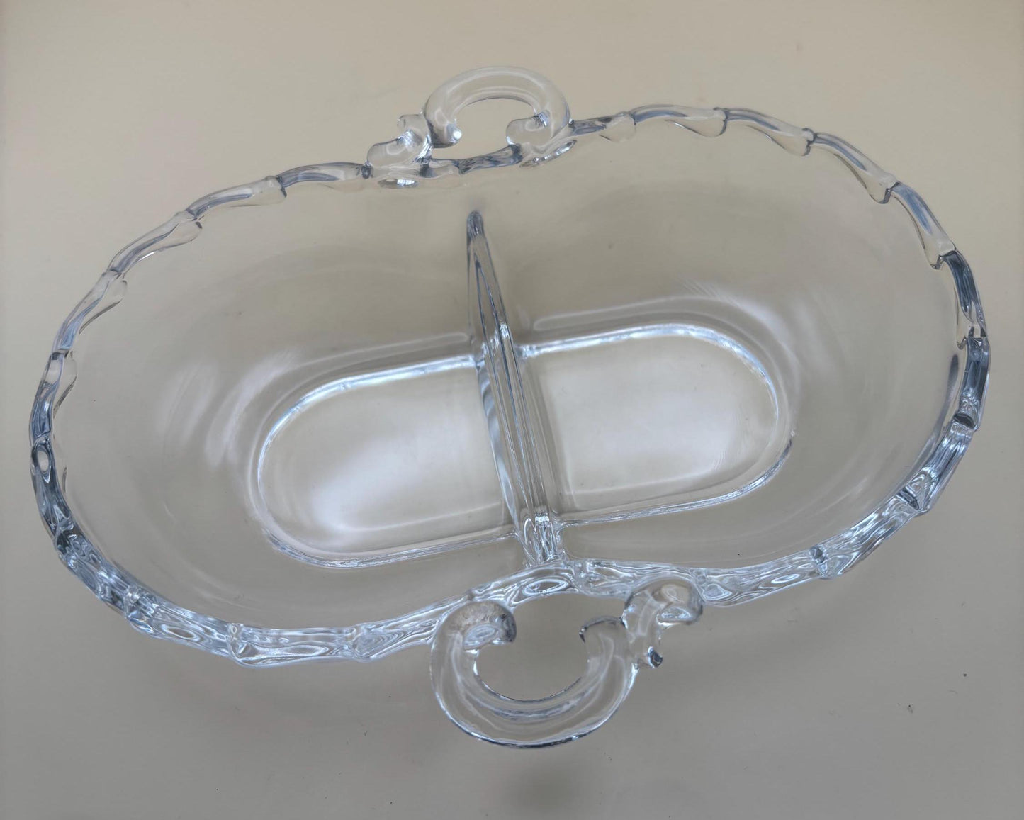 Vintage Fostoria Bouquet Divided Dish Glass Candy Bowl Dish Glass Bowl Lover Antiques and Vintage