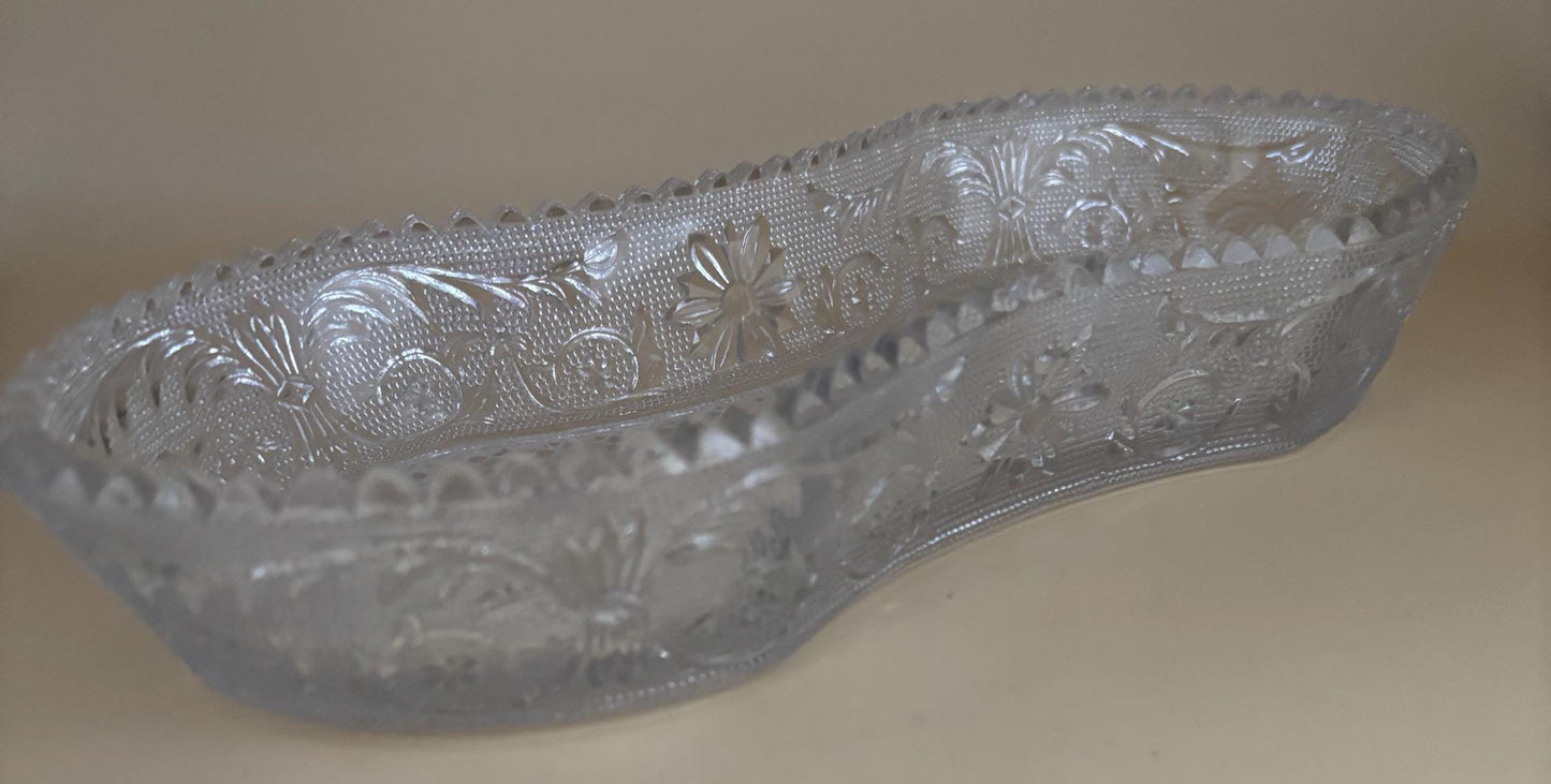 Antique Duncan Miller Glass Sandwich Pickle Celery Dish with Dual Bowl Lover Antiques and Vintage