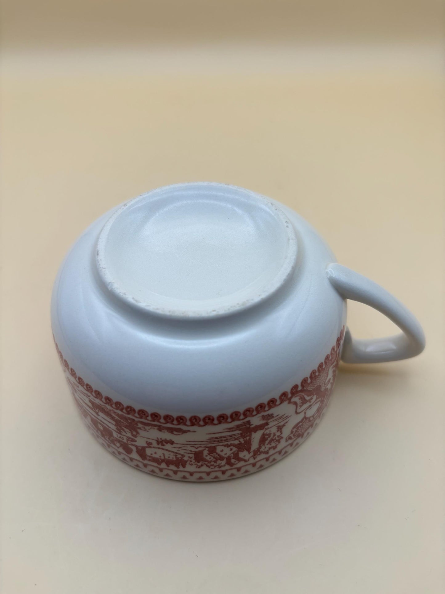 Vintage Red & White Large Coffee Mug Transferware Red Cup Lover Antiques and Vintage