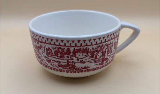 Vintage Red & White Large Coffee Mug Transferware Red Cup Lover Antiques and Vintage
