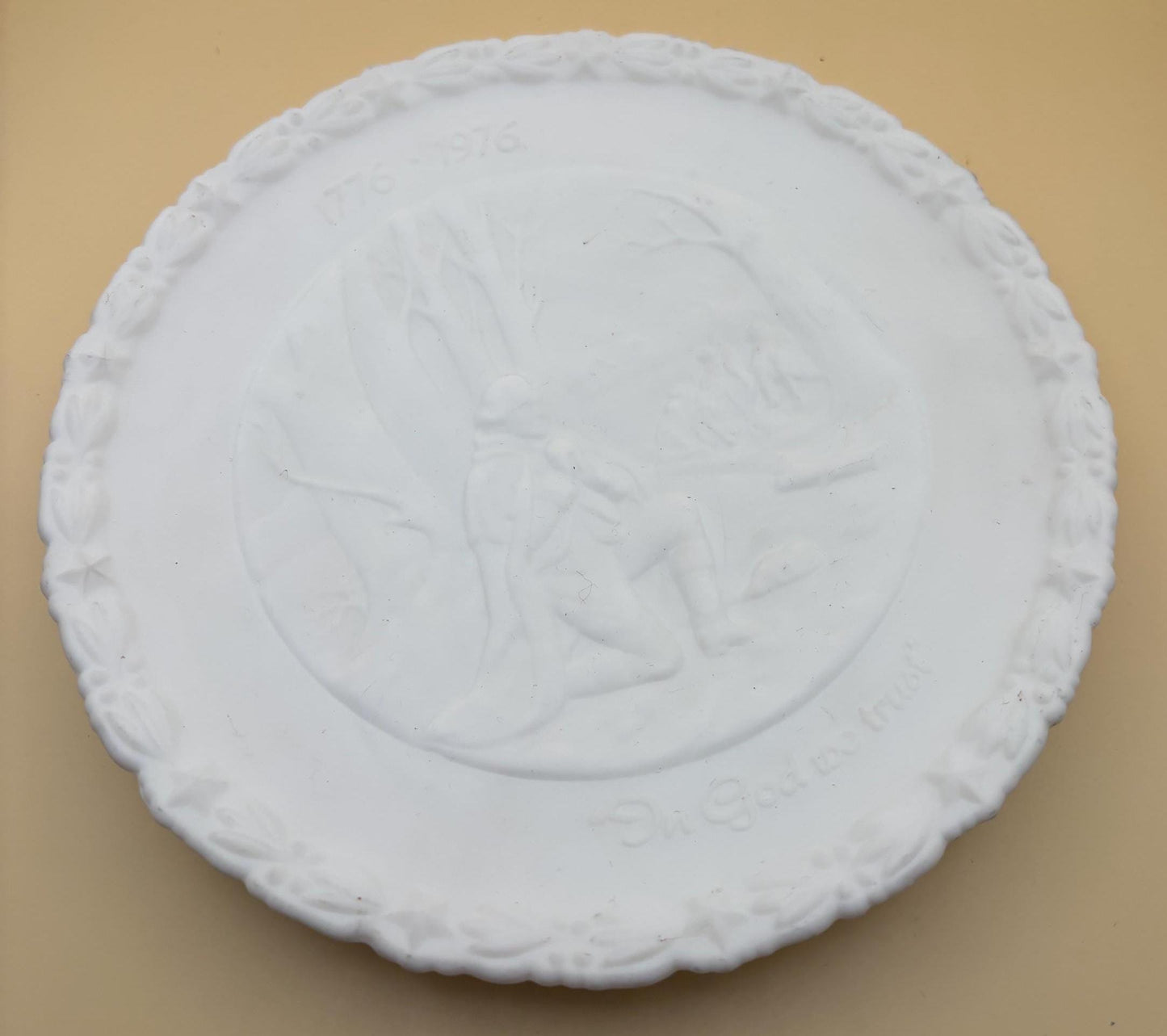 Vintage Fenton White Milk Glass Plate Bicentennial In God We Trust Collectible Plate Lover Antiques and Vintage