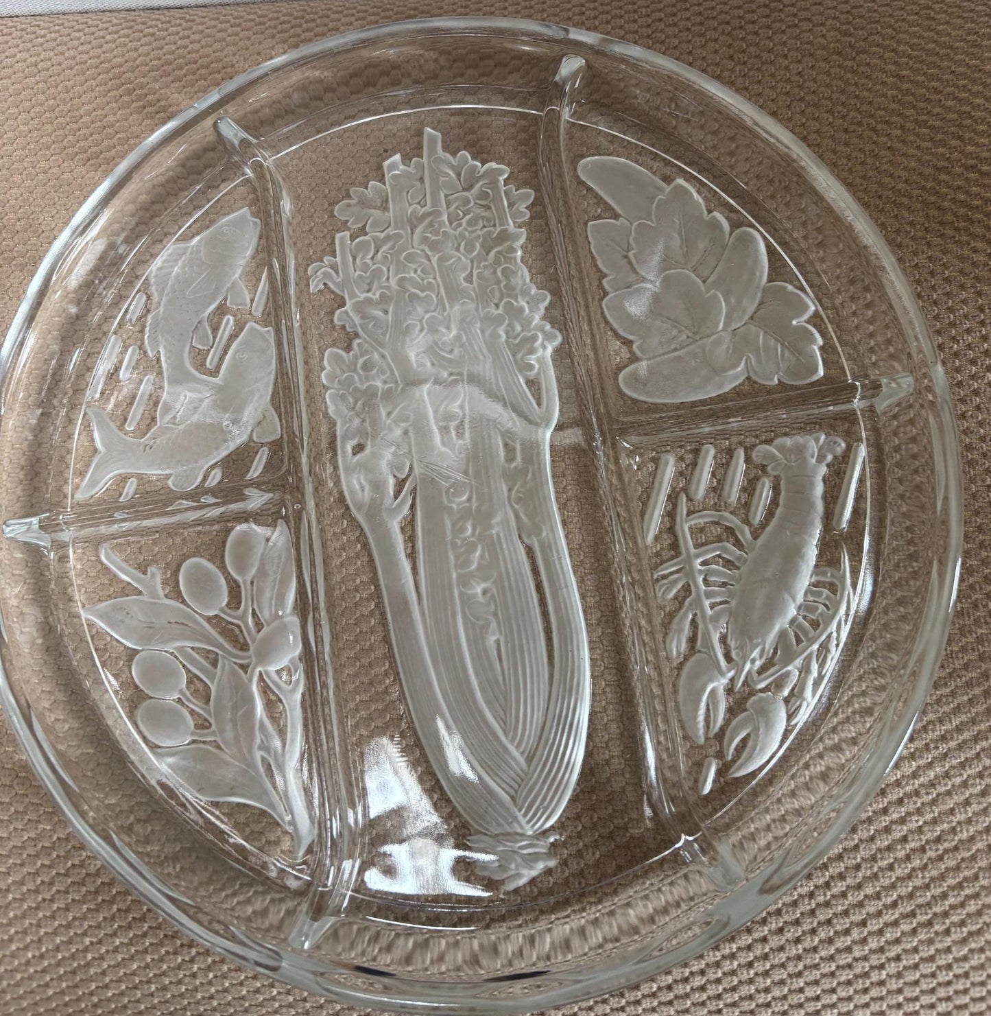 Antique 5 Part Divided Relish Glass Bowl Divided Glass Dish Lover Antiques and Vintage