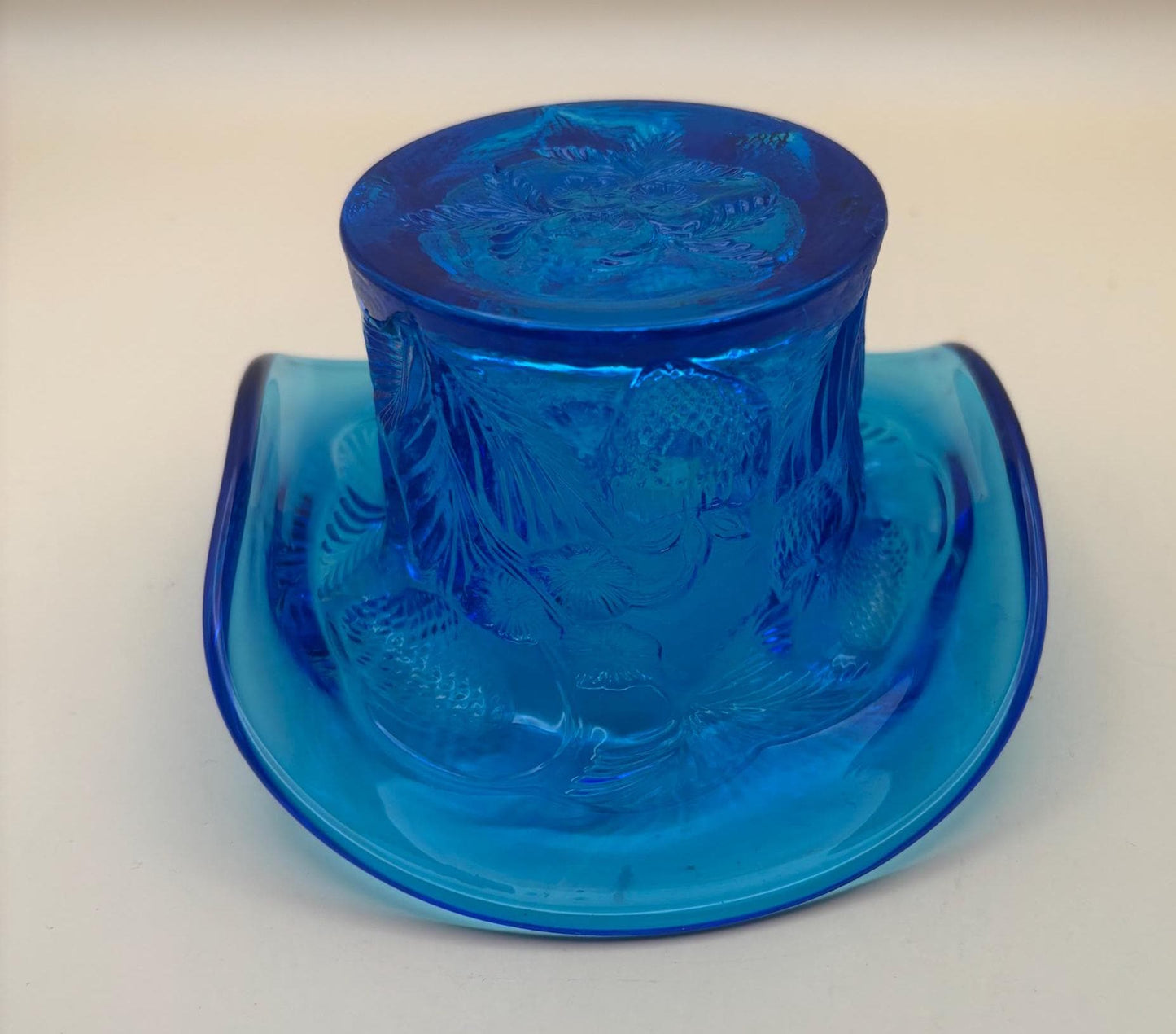 Vintage Fenton Blue Glass Hat Votive Holder Blue Glass Art Lover Antiques and Vintage
