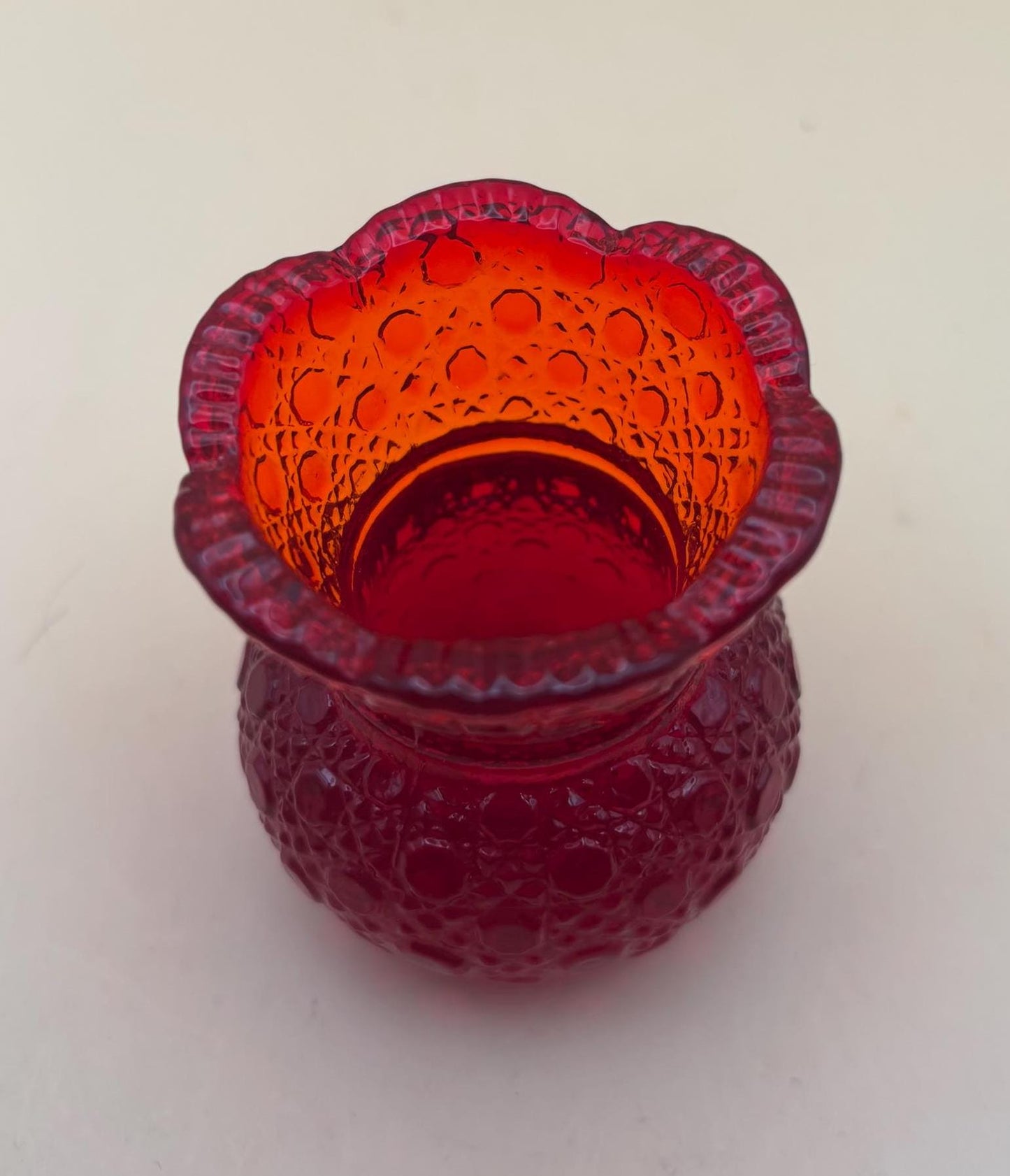 Vintage Red Amberina Mini Vase Small Glass Art Vase Lover Antiques and Vintage