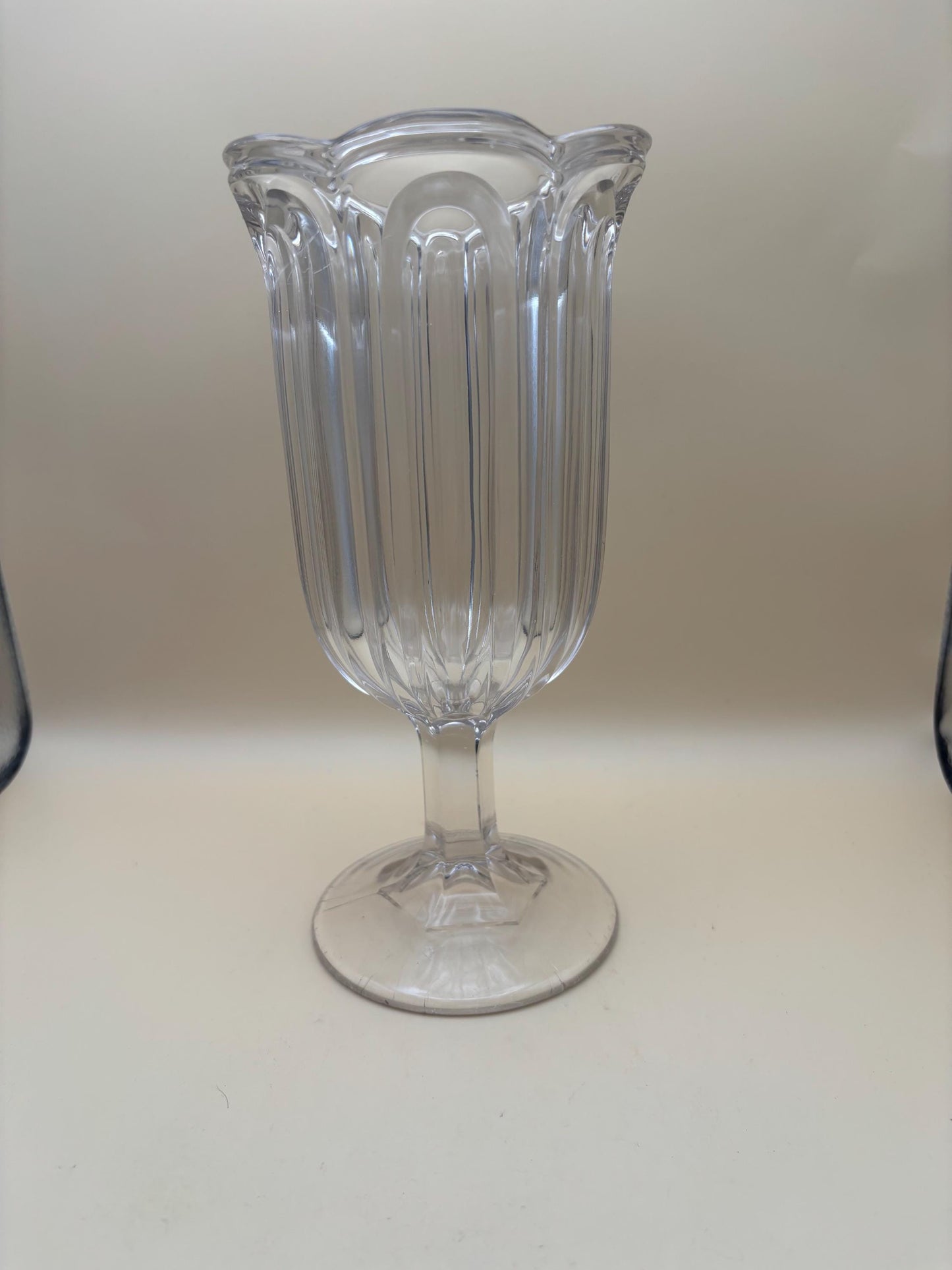 Antique Celery Footed Vase Specialty Glass Vase with Ruffled Mouth Lover Antiques and Vintage