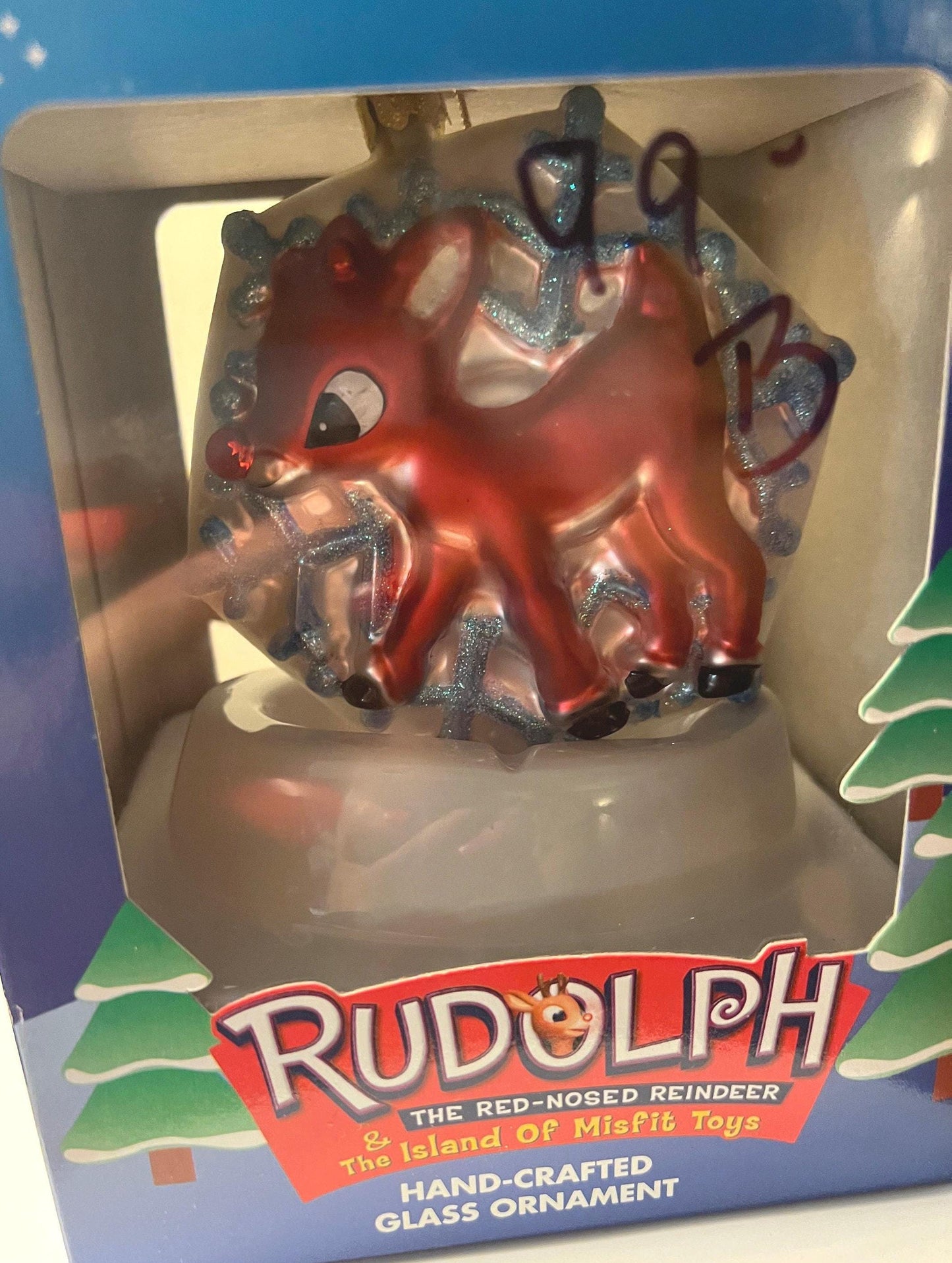 Vintage Rudolph The Red Nosed Reindeer Glass Ornament by Brass Key Collection Made in USA Collectible Ornaments Rankin Bass Lover Antiques