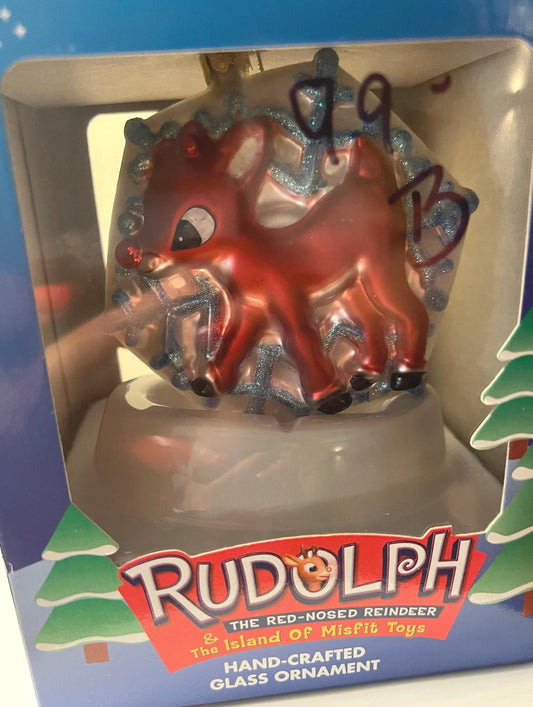 Vintage Rudolph The Red Nosed Reindeer Glass Ornament by Brass Key Collection Made in USA Collectible Ornaments Rankin Bass Lover Antiques