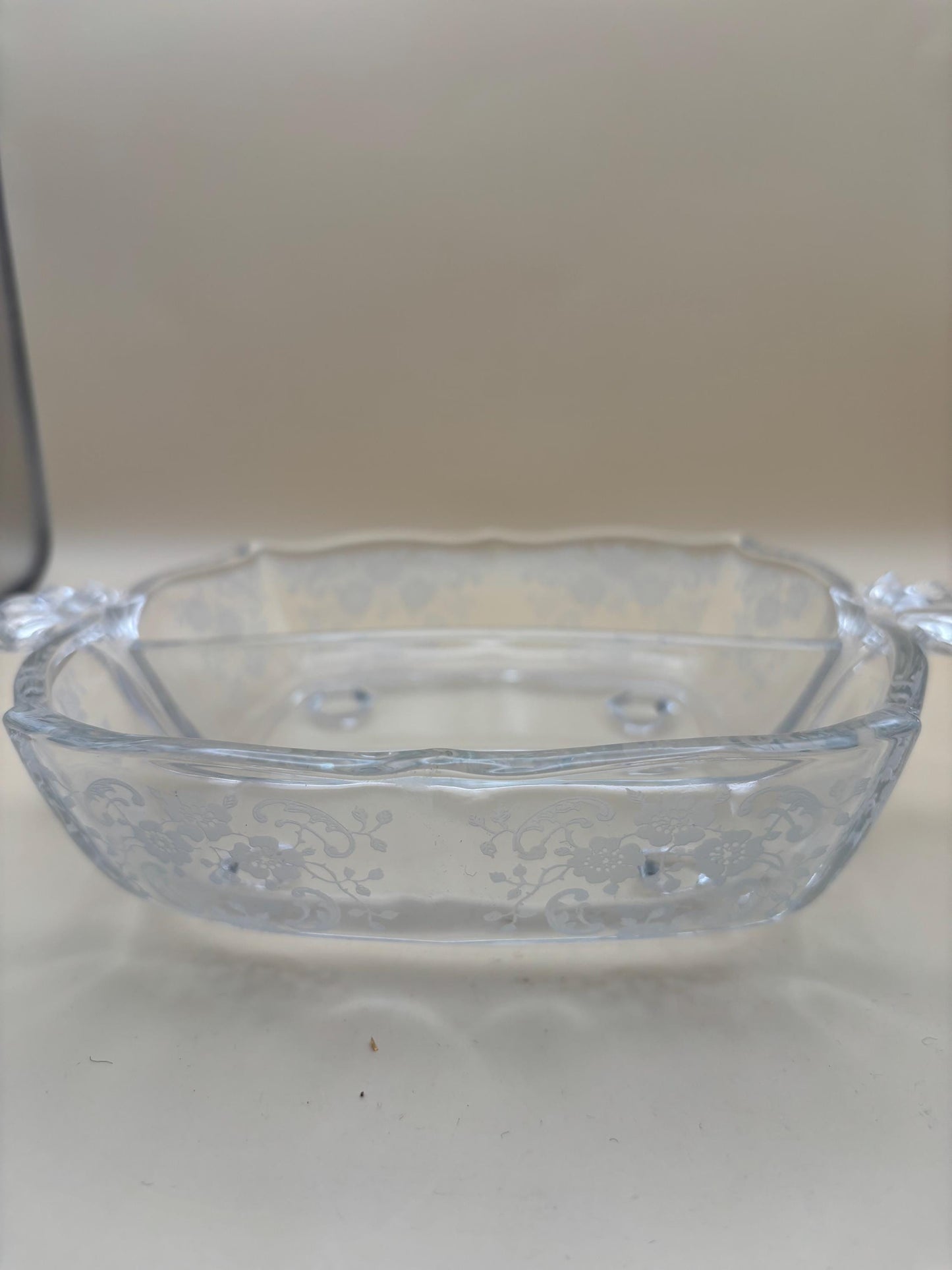 Vintage Fostoria Bouquet Etched Square Divided Dish Glass Candy Bowl Dish Glass Bowl Lover Antiques and Vintage