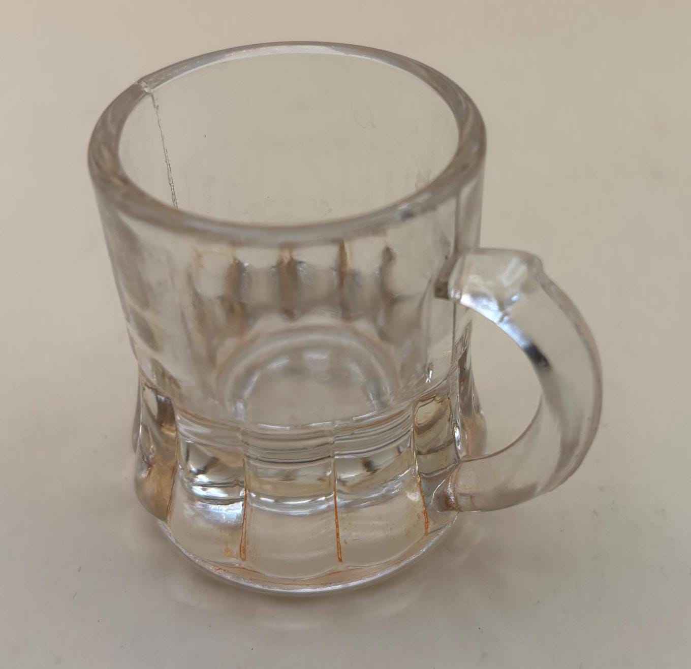 Antique EAPG Clear Shot Glass with Handle Mini Beer Mug Shot Glass Lover Antiques and Vintage