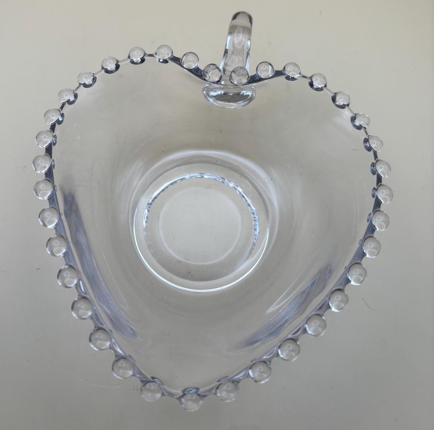 Antique Candlewick Heart Beaded Glass Bowl with Side Handle Lover Antiques and Vintage