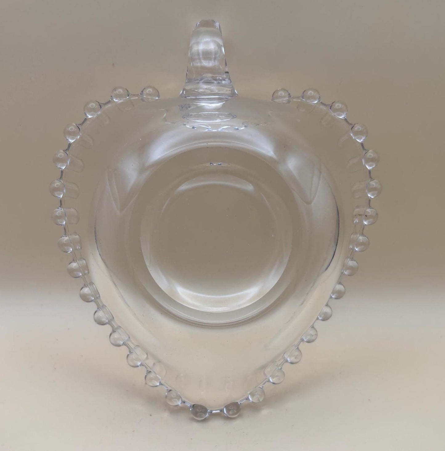 Antique Candlewick Heart Beaded Glass Bowl with Side Handle Lover Antiques and Vintage