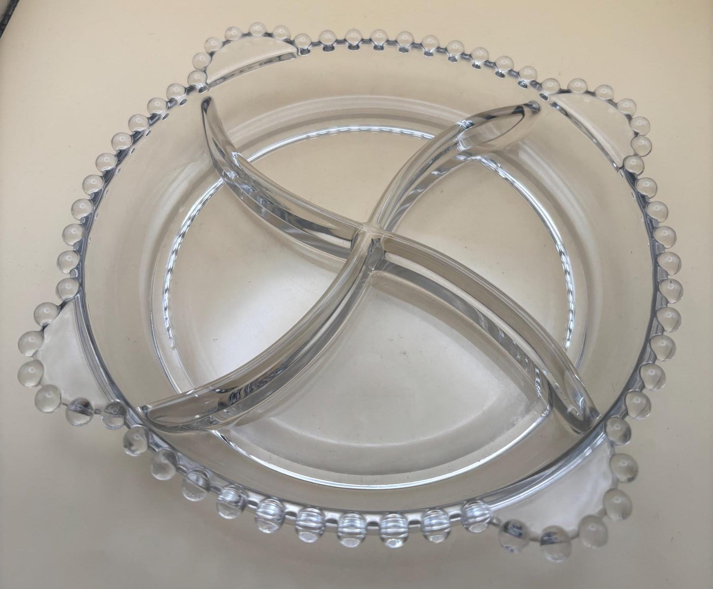 Antique Candlewick Beaded Relish Glass Bowl Divided Glass Dish Lover Antiques and Vintage