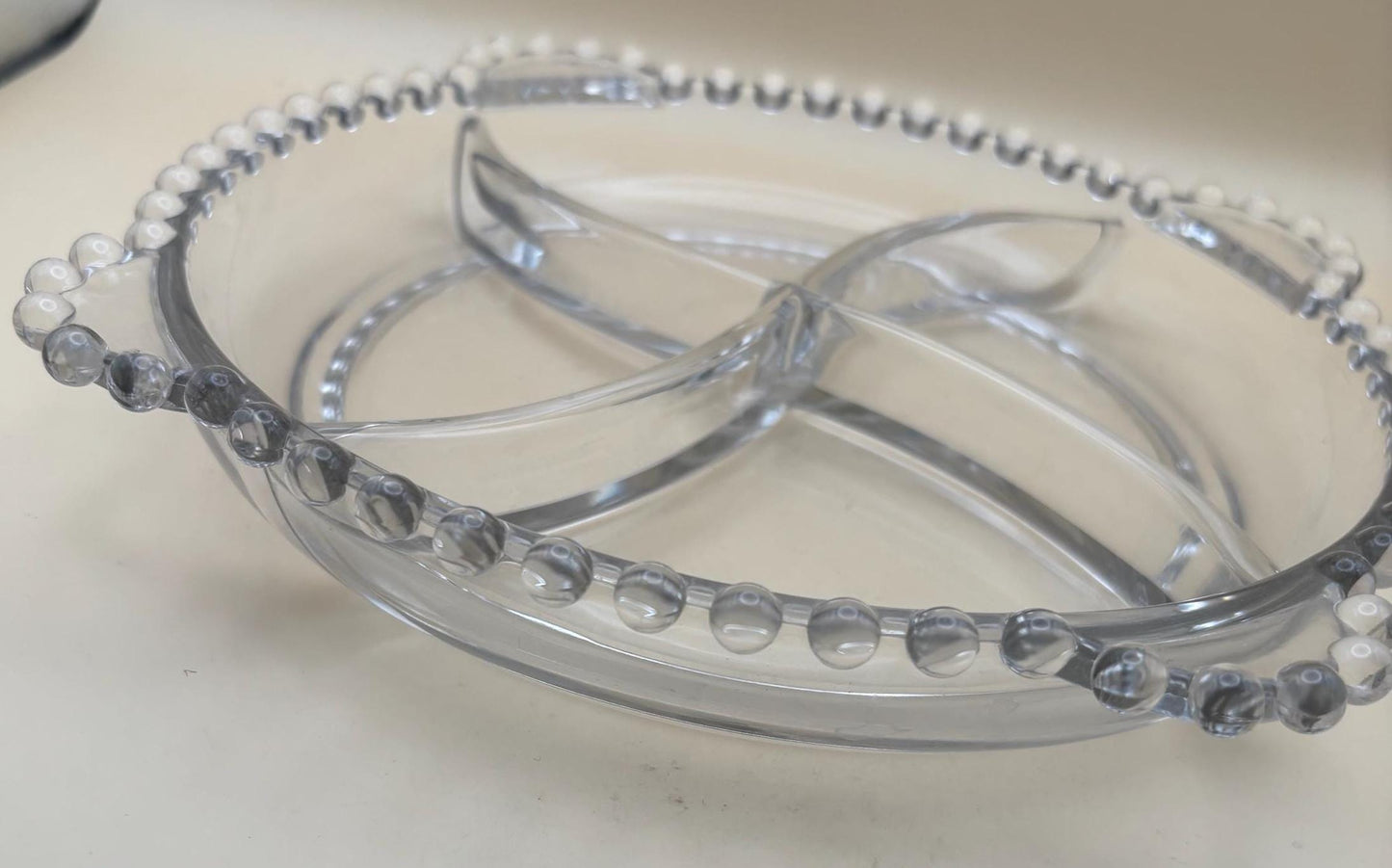 Antique Candlewick Beaded Relish Glass Bowl Divided Glass Dish Lover Antiques and Vintage