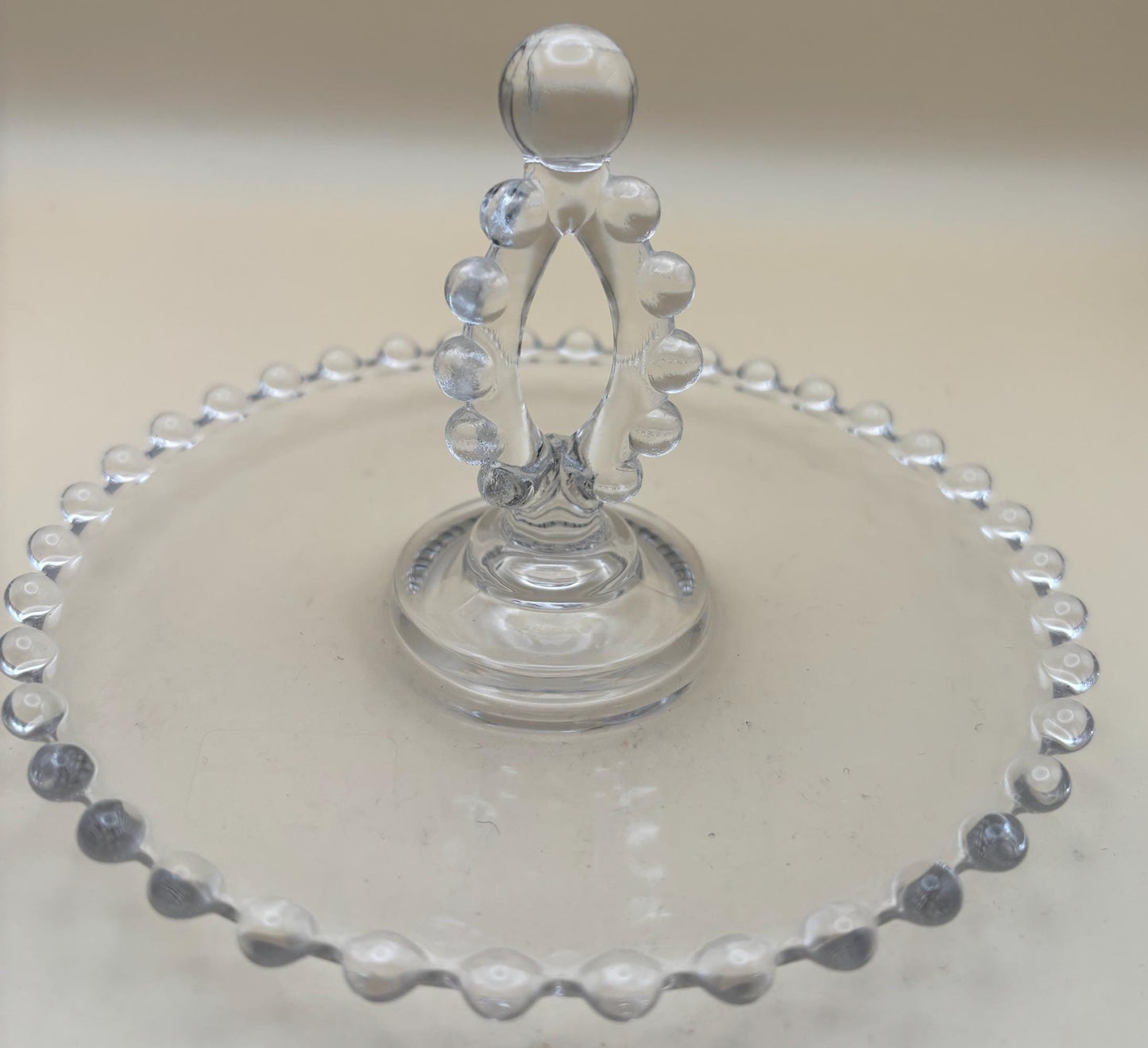 Antique Imperial Beaded Glass Candlewick Lemon Tray Fancy Platter Lover Antiques and Vintage