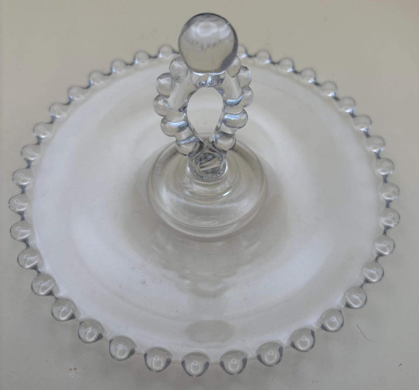 Antique Imperial Beaded Glass Candlewick Lemon Tray Fancy Platter Lover Antiques and Vintage