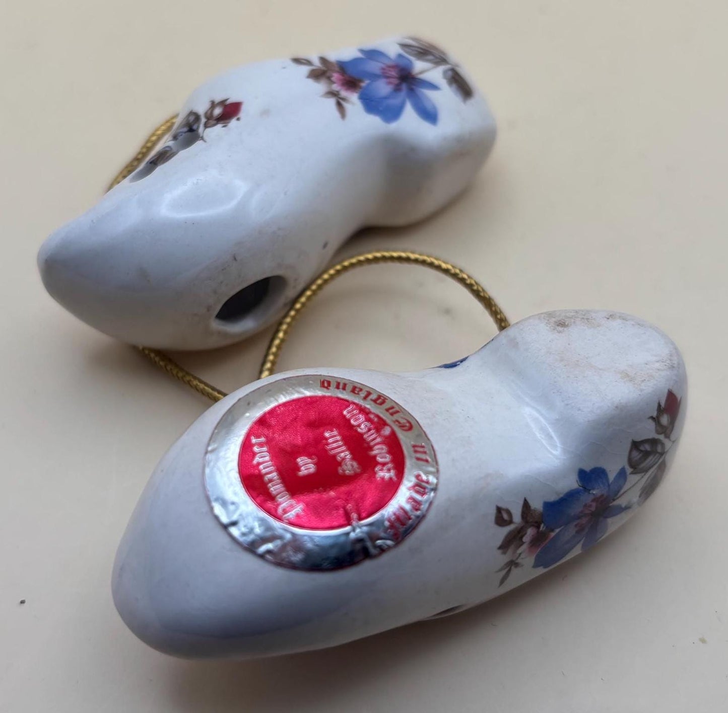 Vintage Pair of Ceramic Perfumed Pomander Clogs by Sallie Robinson Danish Shoes Lover Antiques and Vintage