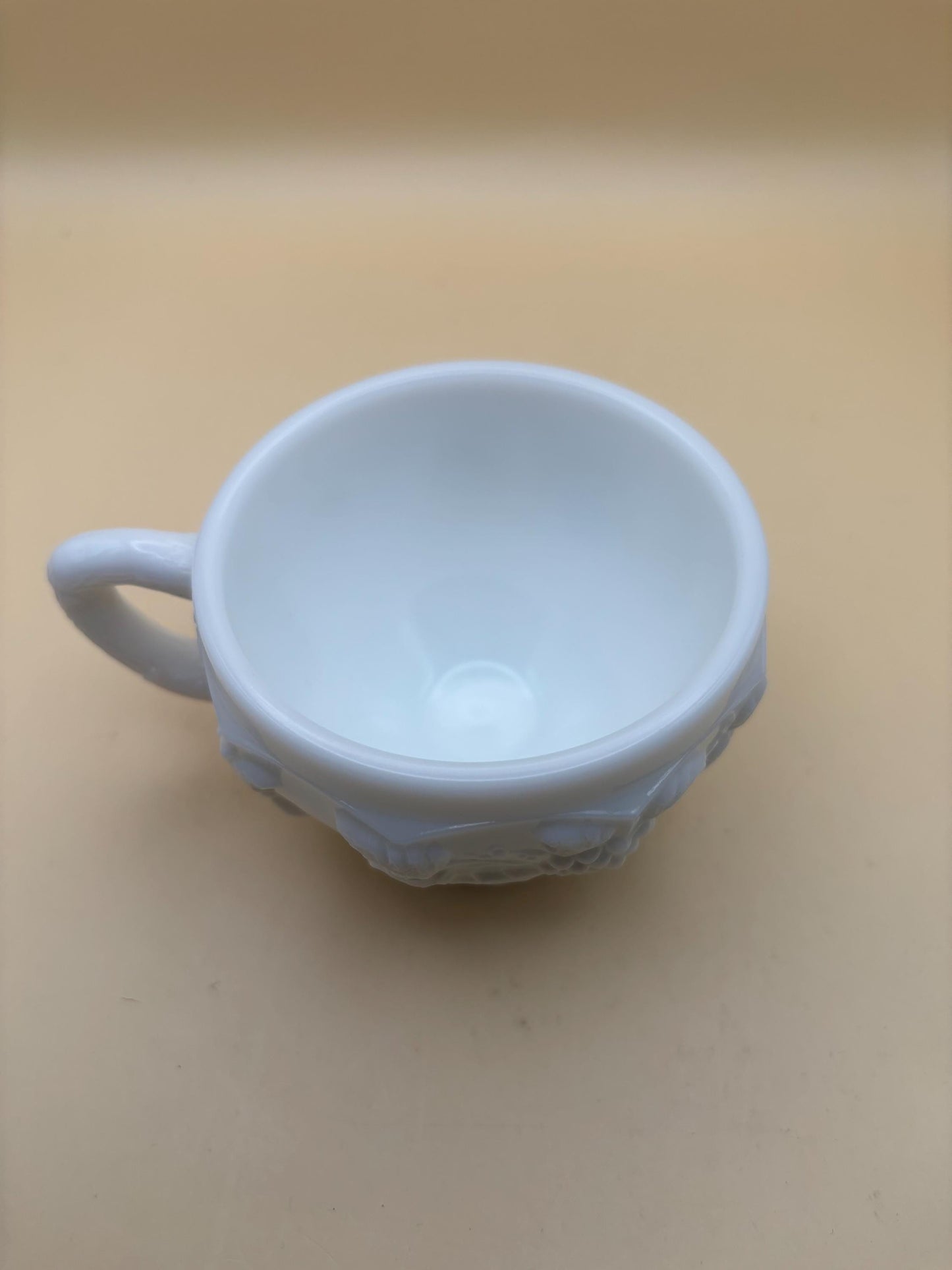 Vintage Westmoreland Diamond Hobnail Cup Milk Glass Grape Panel Mug Lover Antiques and Vintage