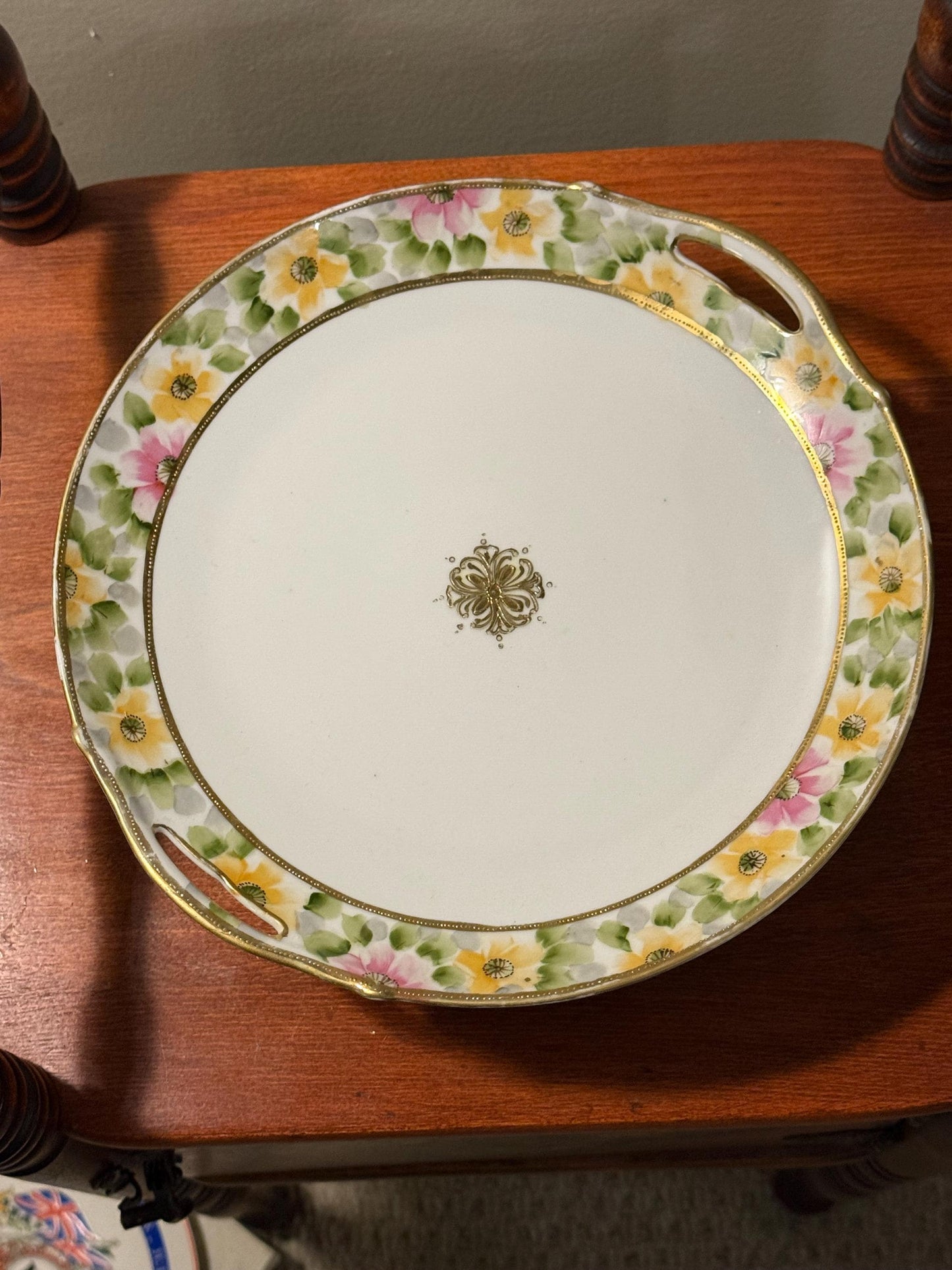 Antique Hand Painted Nippon Plate 1911-1921 Hand Painted Flowers Wall Hanging Lover Antiques and Vintage