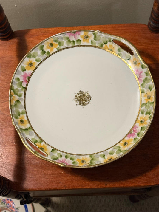 Antique Hand Painted Nippon Plate 1911-1921 Hand Painted Flowers Wall Hanging Lover Antiques and Vintage