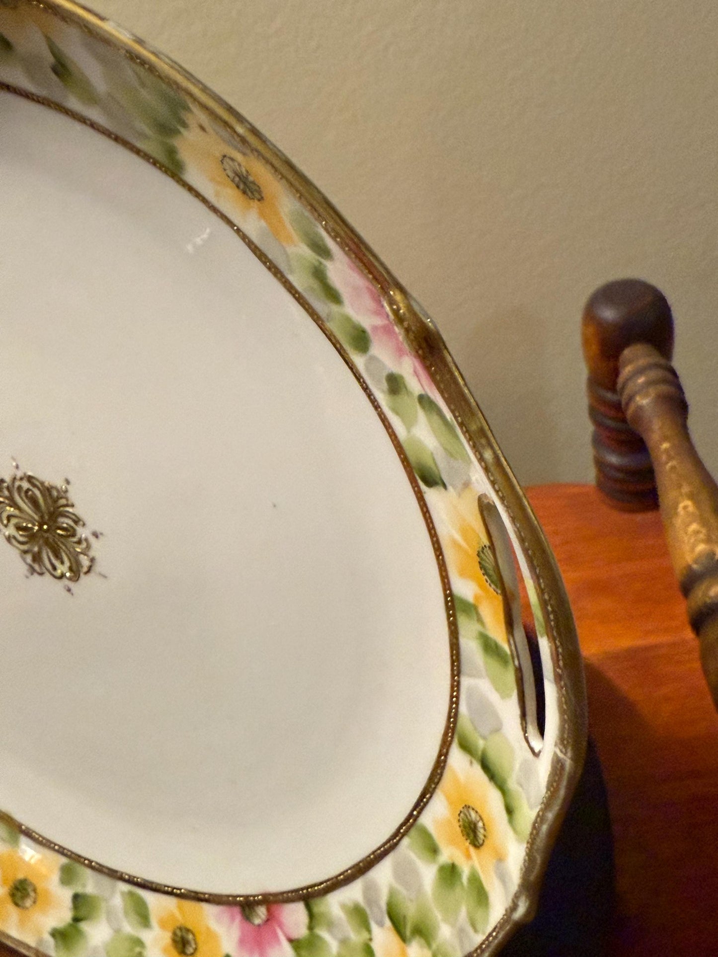 Antique Hand Painted Nippon Plate 1911-1921 Hand Painted Flowers Wall Hanging Lover Antiques and Vintage