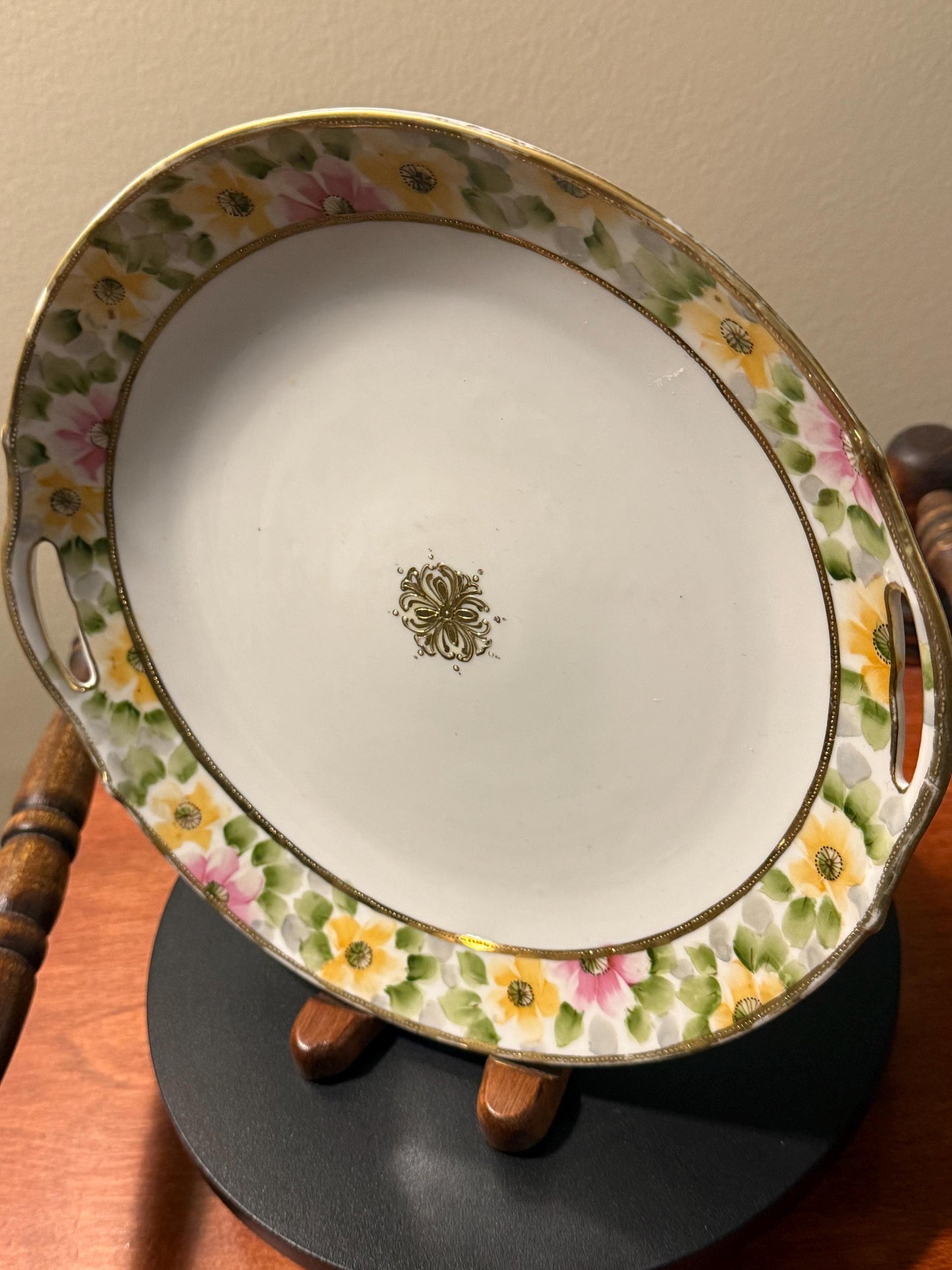Antique Hand Painted Nippon Plate 1911-1921 Hand Painted Flowers Wall Hanging Lover Antiques and Vintage