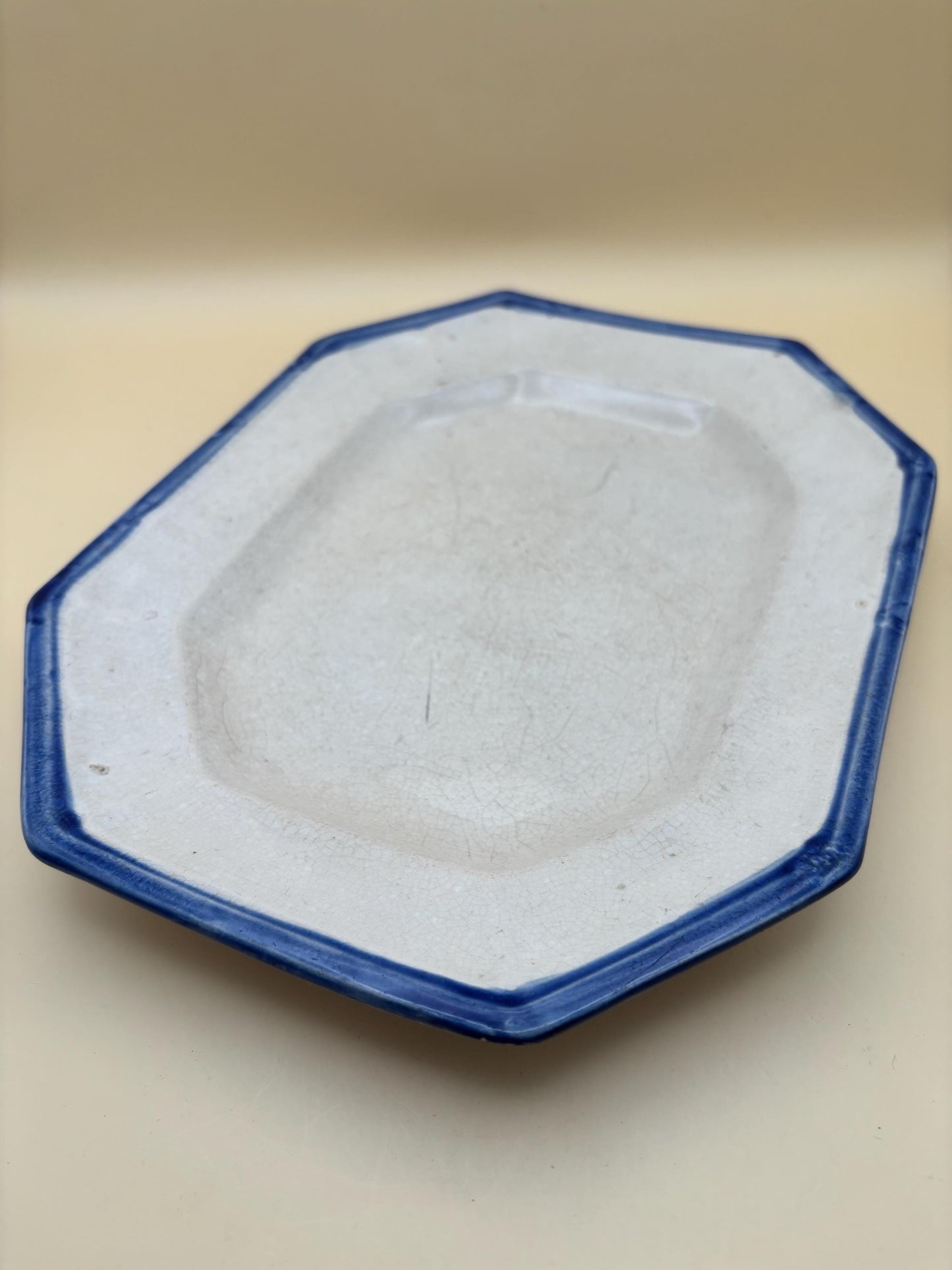 Antique Leeds Blue Feather Edge Platter Lover Antiques and Vintage
