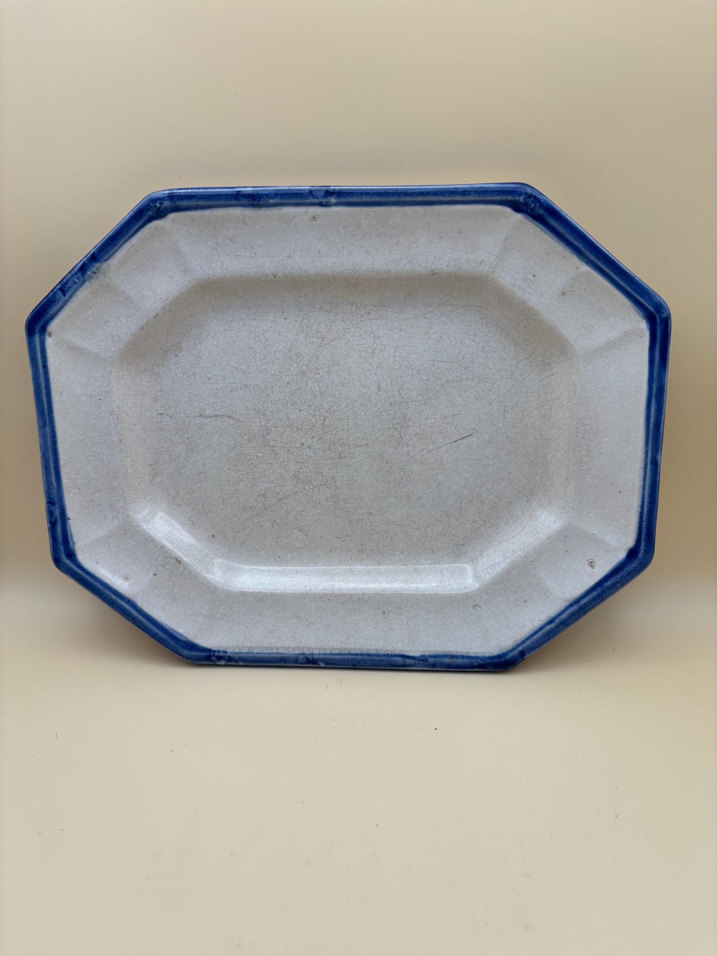 Antique Leeds Blue Feather Edge Platter Lover Antiques and Vintage