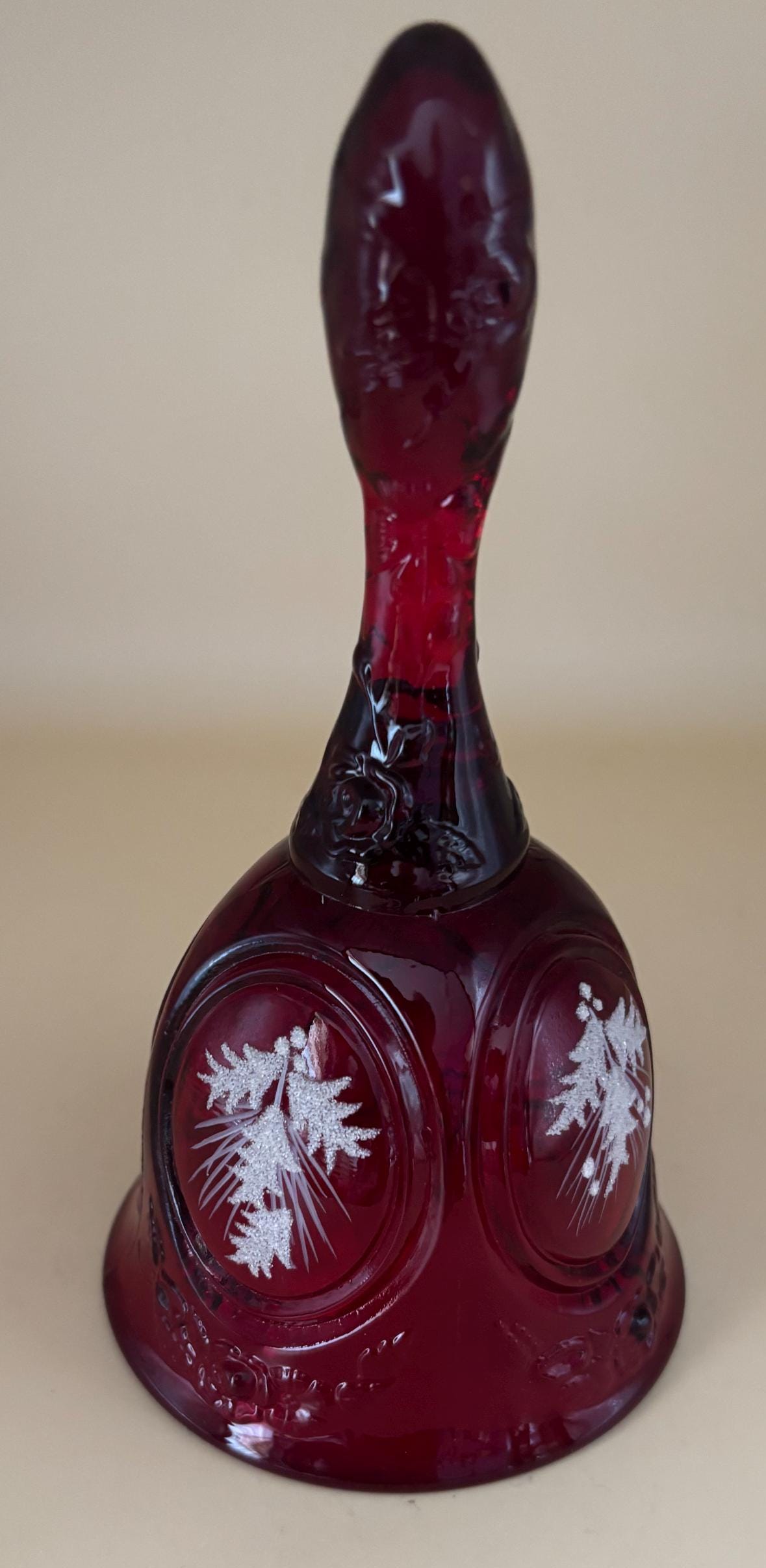 Vintage Fenton Ruby Red Glass Bell Hand Painted by A. Sallee Lover Antiques and Vintage