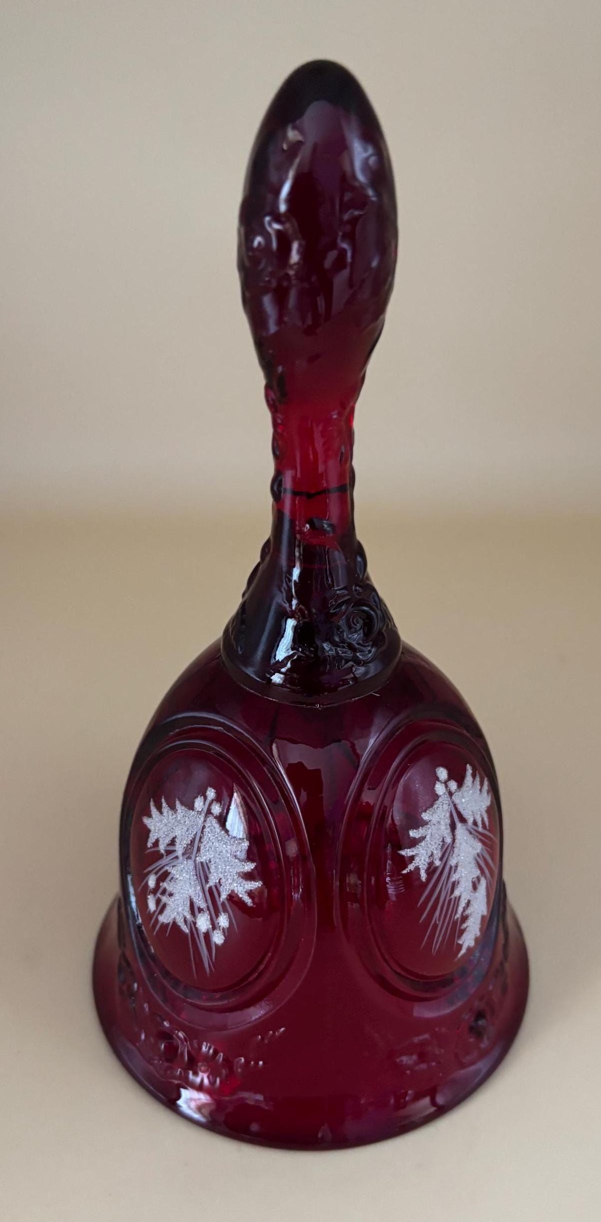 Vintage Fenton Ruby Red Glass Bell Hand Painted by A. Sallee Lover Antiques and Vintage