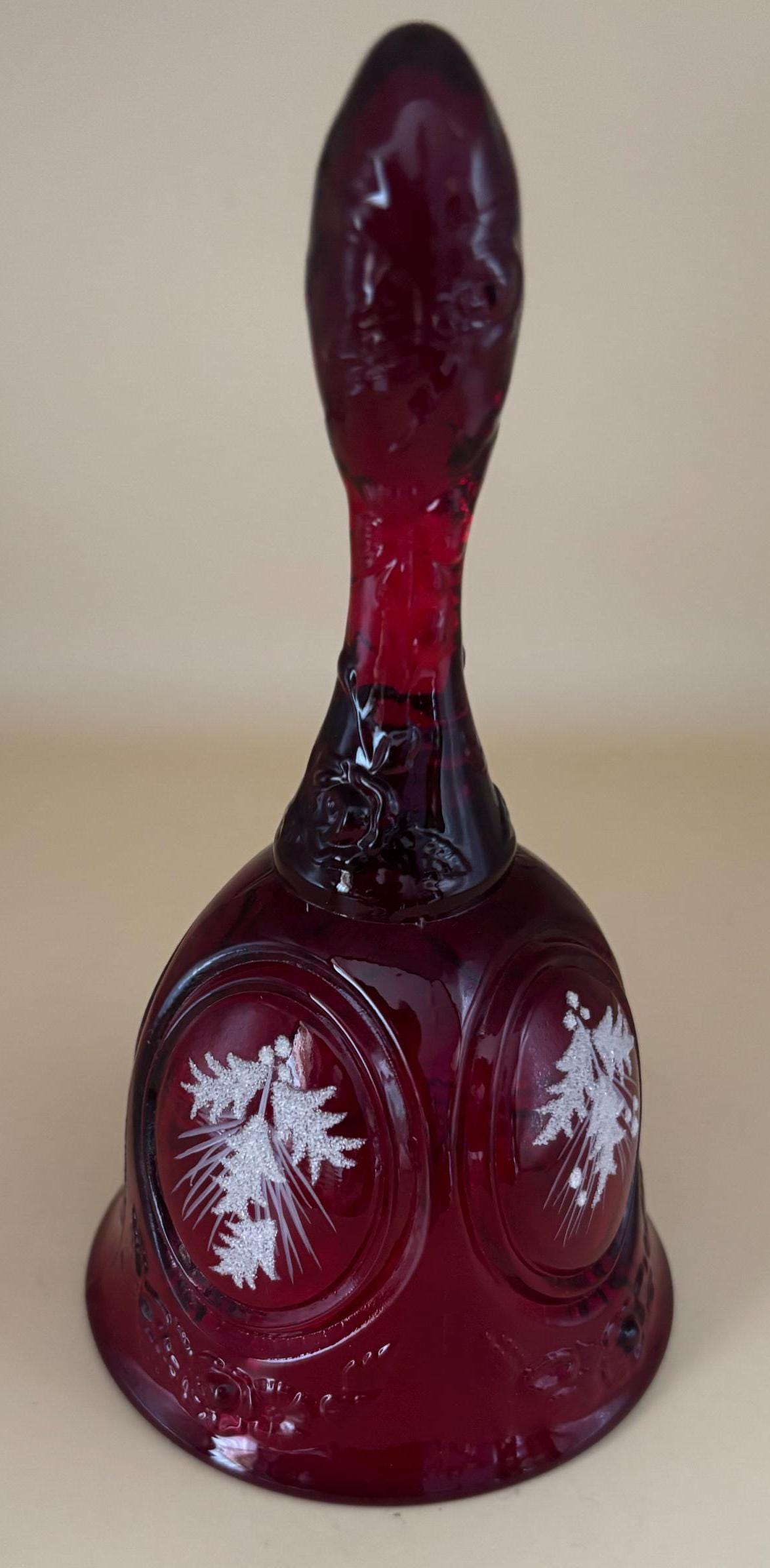 Vintage Fenton Ruby Red Glass Bell Hand Painted by A. Sallee Lover Antiques and Vintage