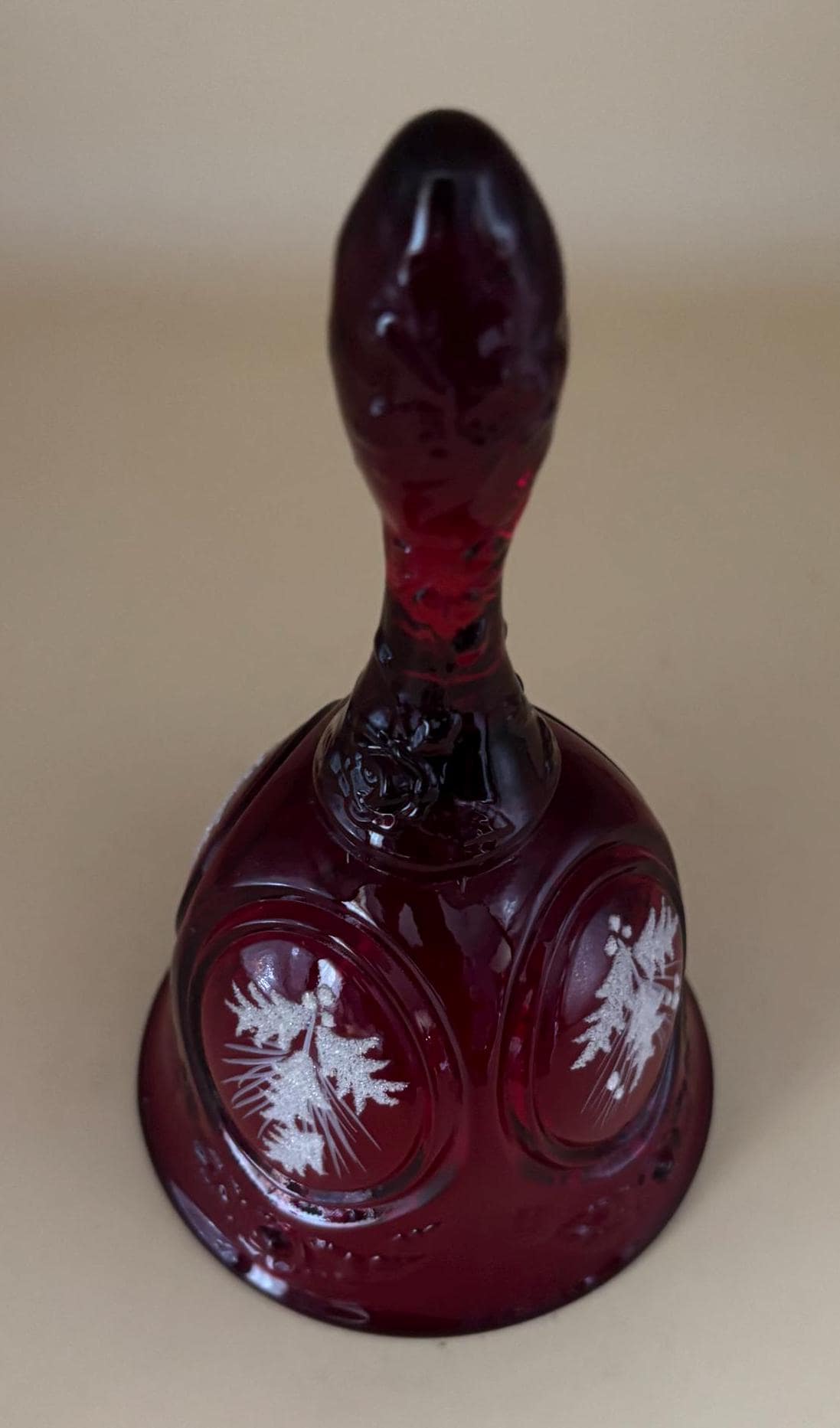 Vintage Fenton Ruby Red Glass Bell Hand Painted by A. Sallee Lover Antiques and Vintage