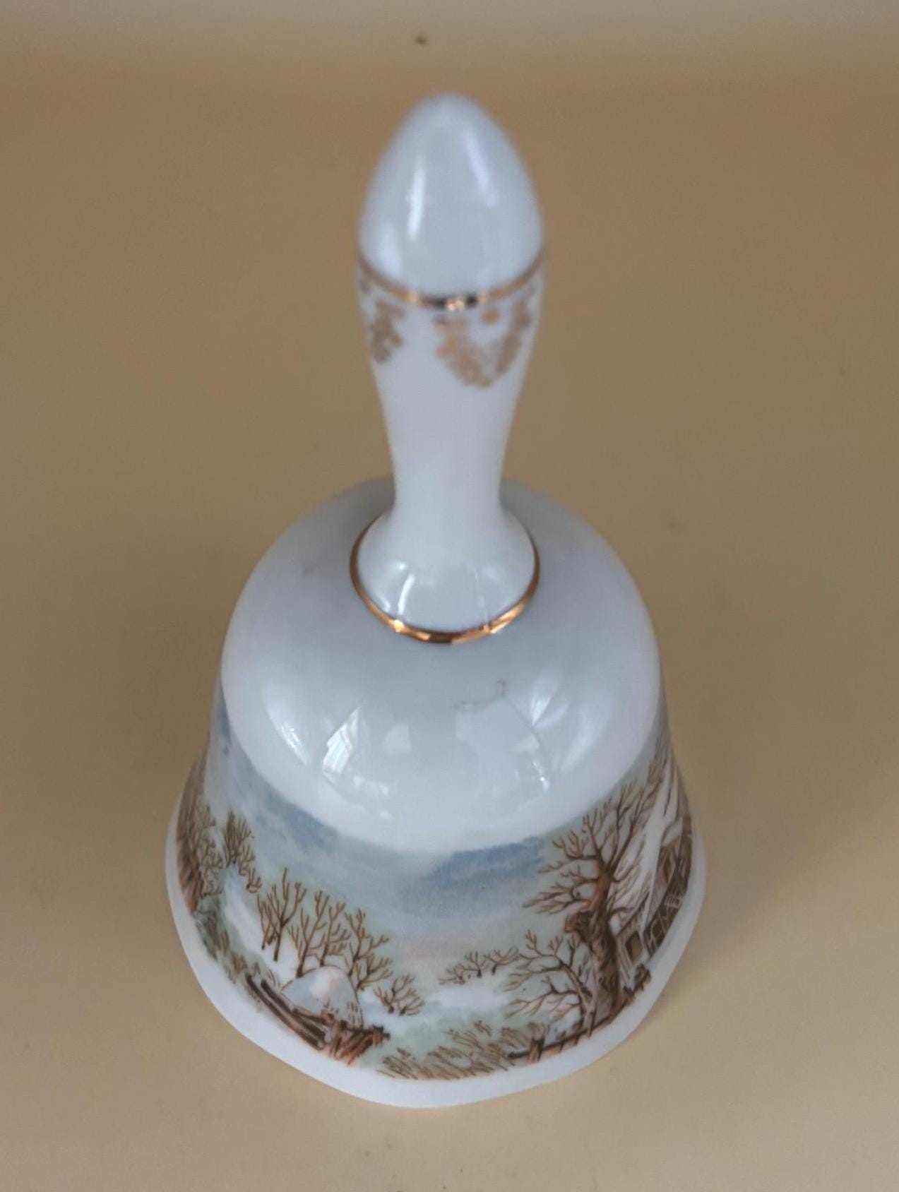 Vintage Currier & Ives Bell Number 8894 Limited Edition Winter Farmers Home Lover Antiques and Vintage