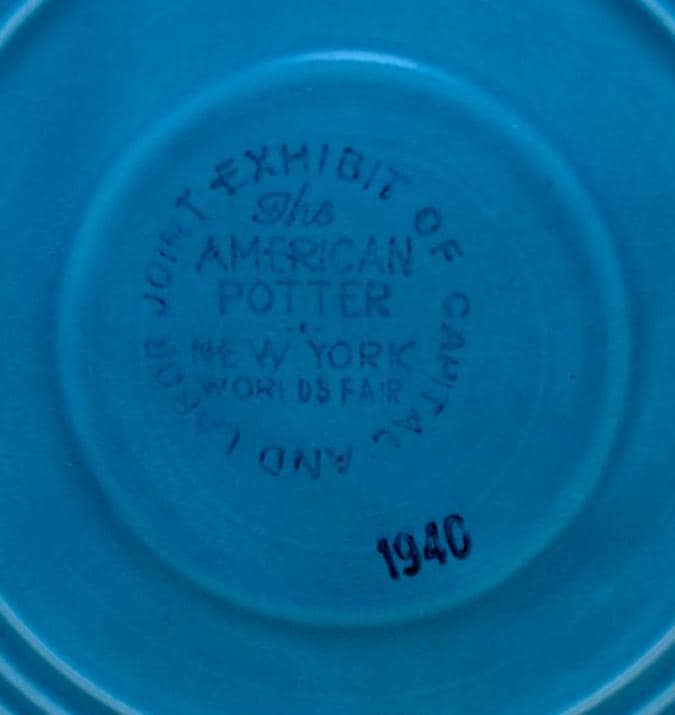 Vintage World's Fair Fiesta Turquoise Ceramic Plate "The American Potter" Homer Laughlin Blue Plate Lover Antiques and Vintage