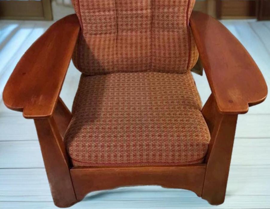 Cushman Colonial Creations Shaftsbury Paddle Armchair Chair No. 083 Including Original Cushions & Bottom Rack Lover Antiques