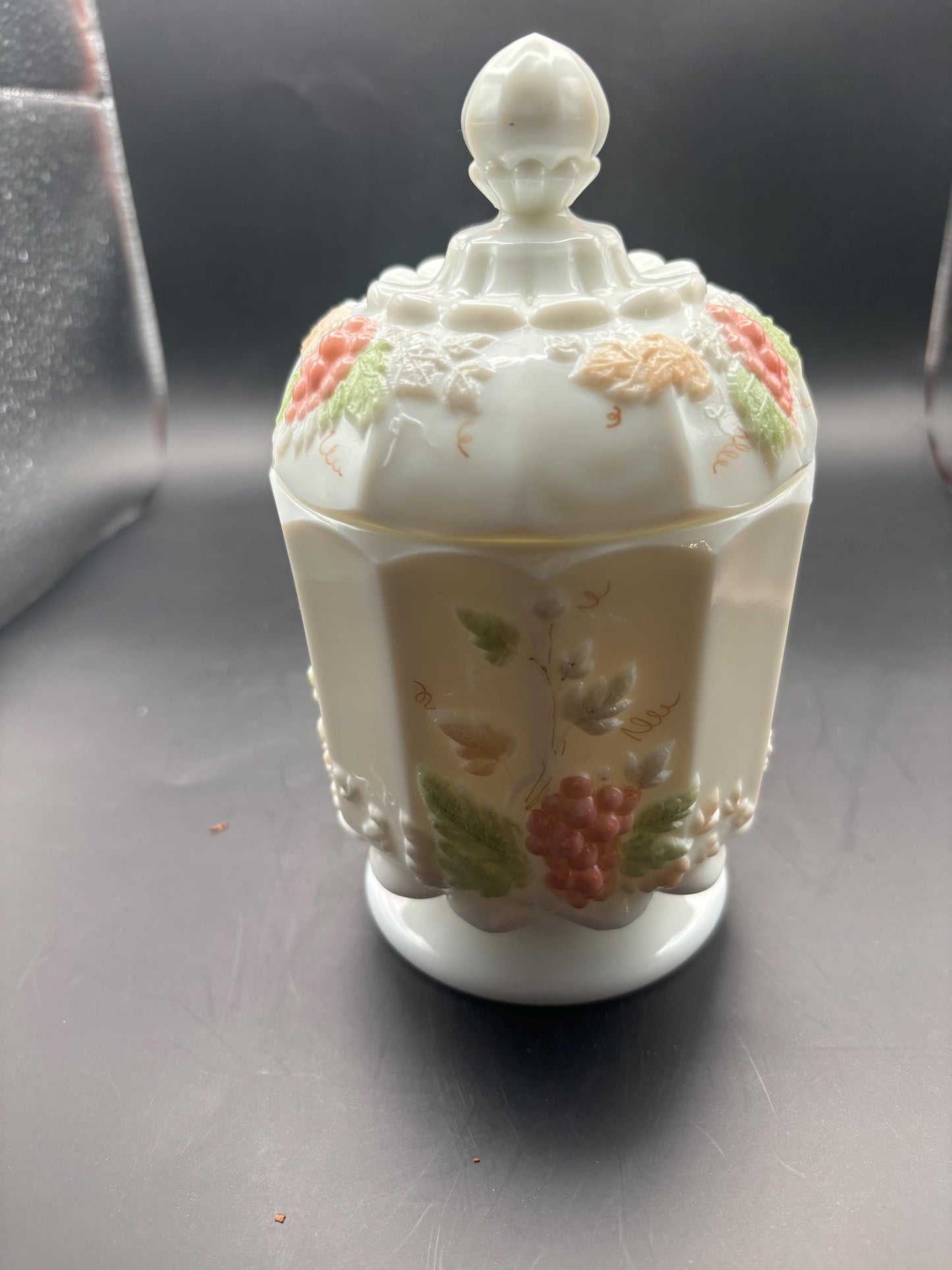 Vintage Westmoreland Lidded Compote Candy Dish Autumn Grape Design Lover Antiques and Vintage
