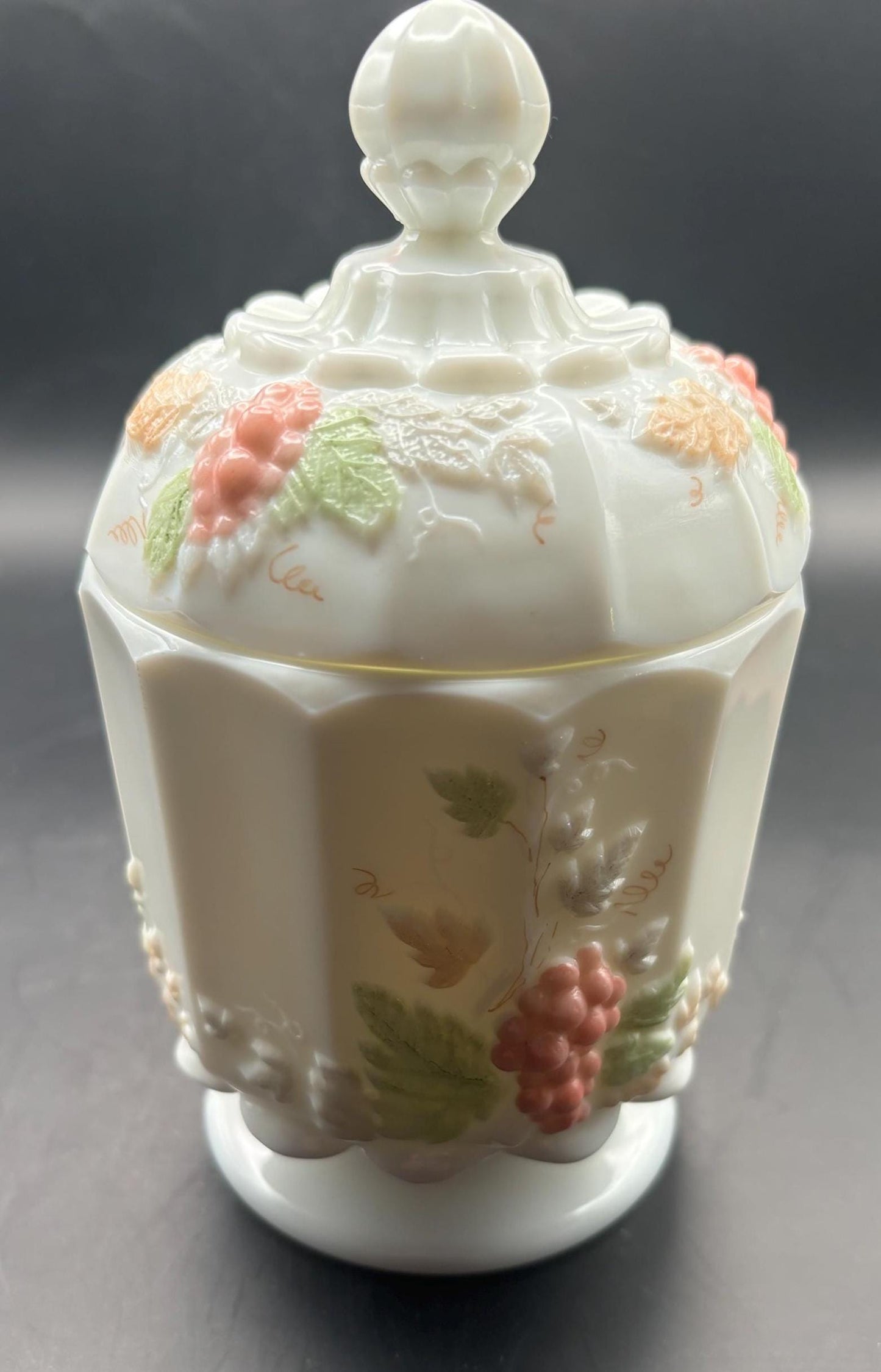 Vintage Westmoreland Lidded Compote Candy Dish Autumn Grape Design Lover Antiques and Vintage